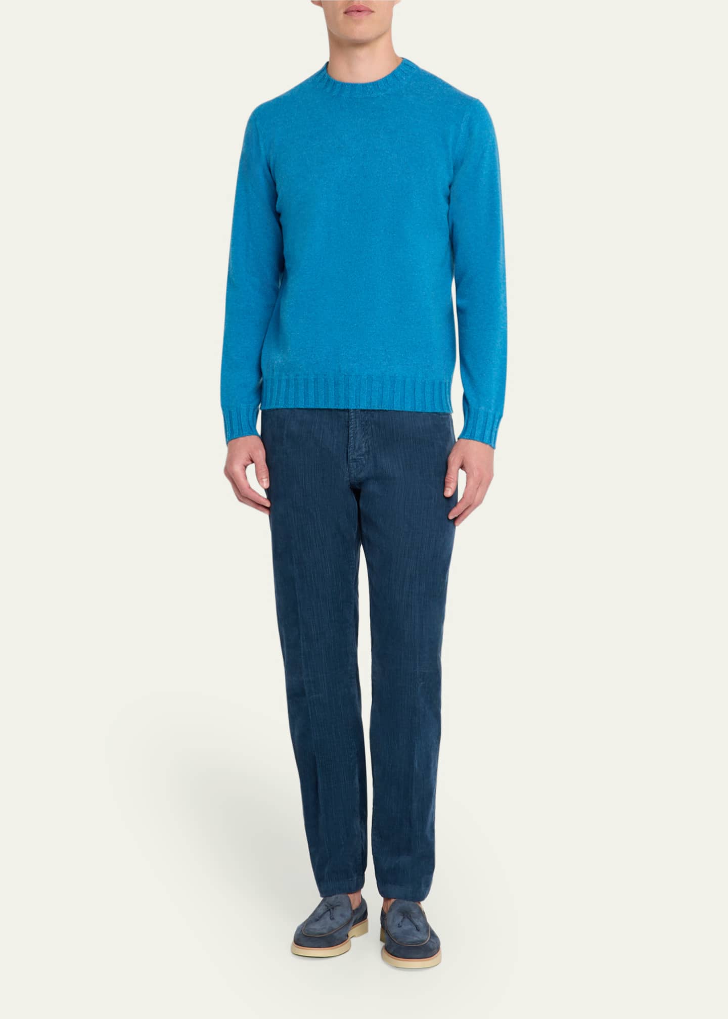 Cesare Attolini Men's Mouline Cashmere Crewneck Sweater Image 2 of 5