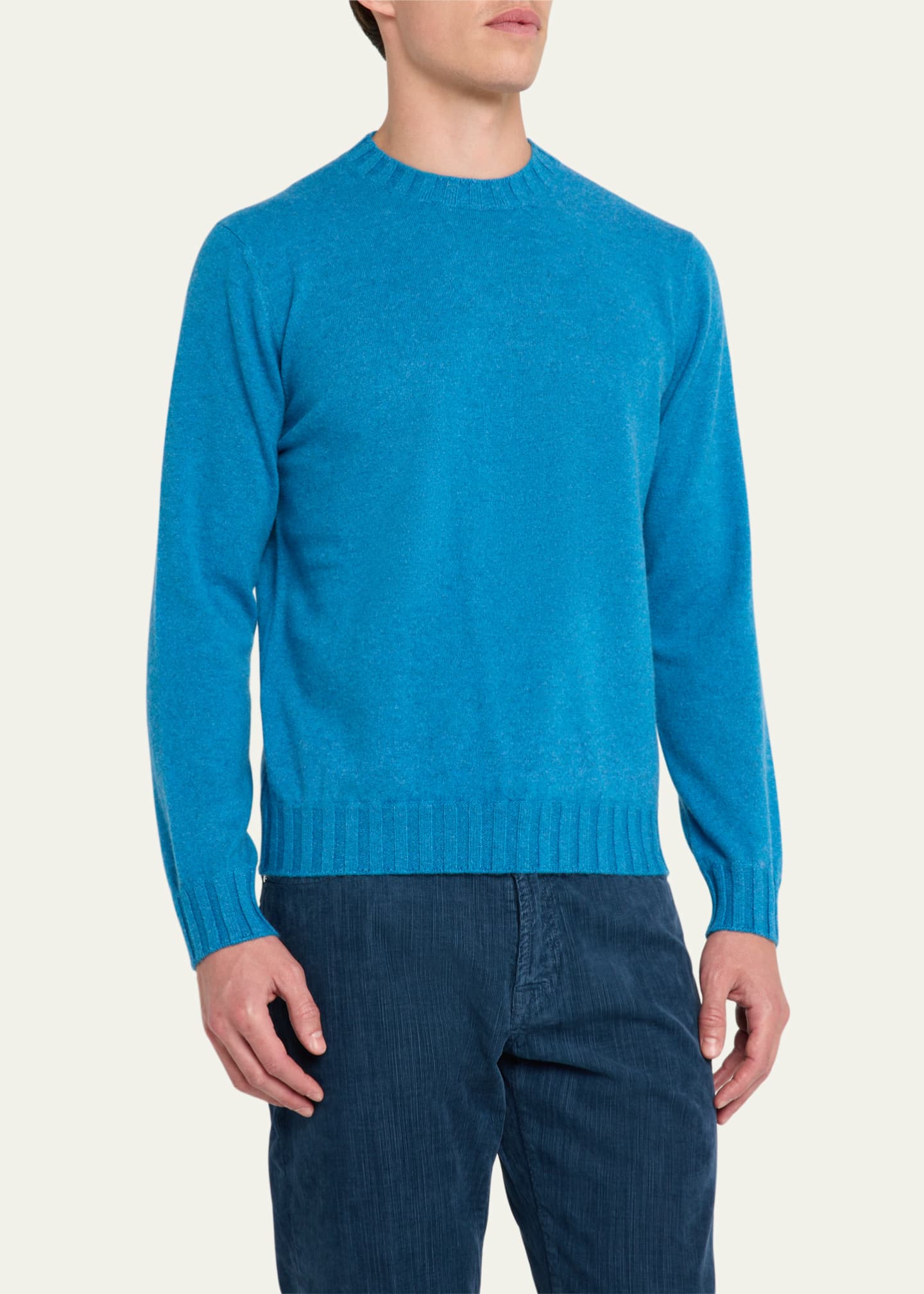 Cesare Attolini Men's Mouline Cashmere Crewneck Sweater Image 4 of 5