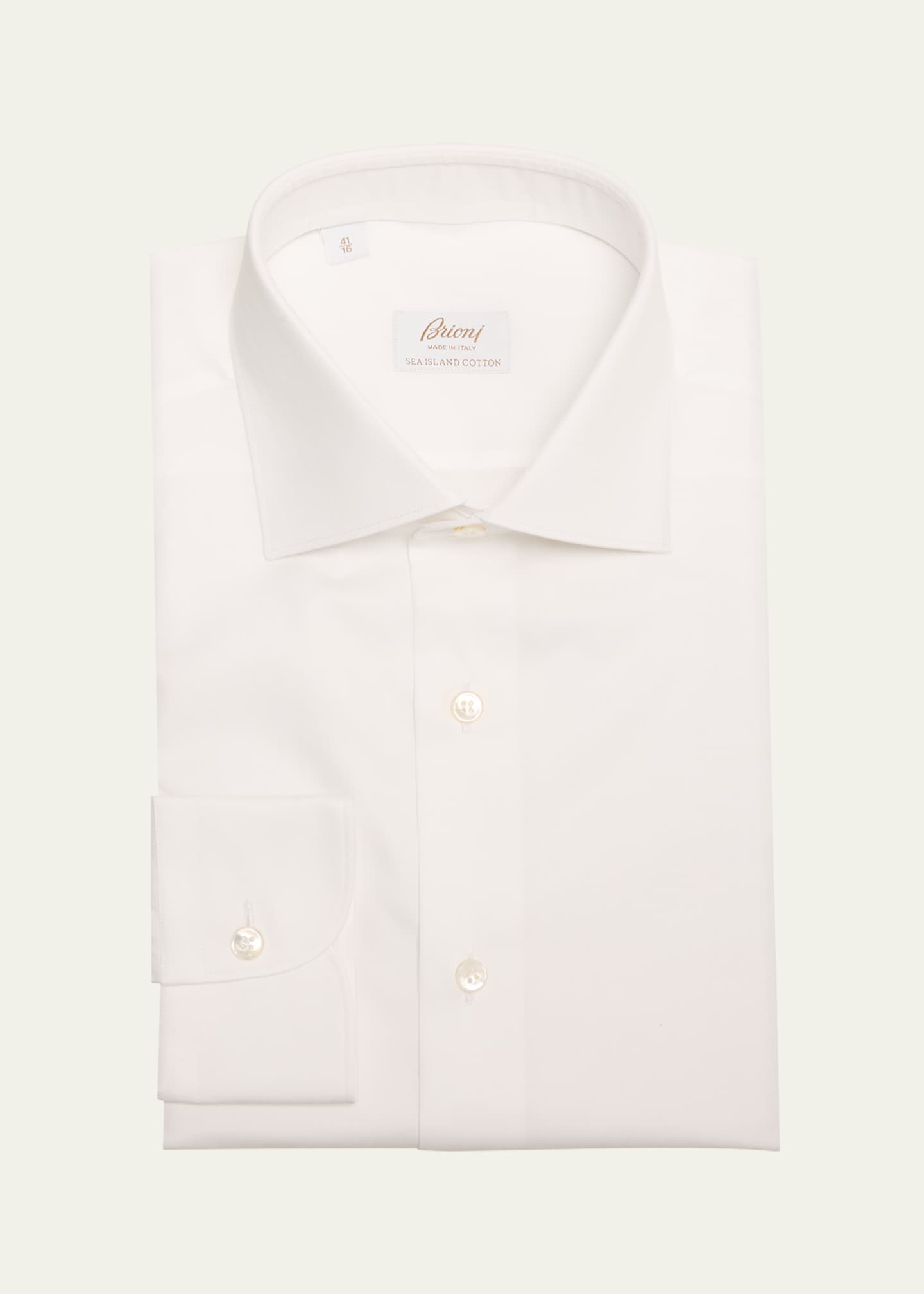 Brioni Men's Sea Island Cotton Herringbone Dress Shirt Image 1 of 2