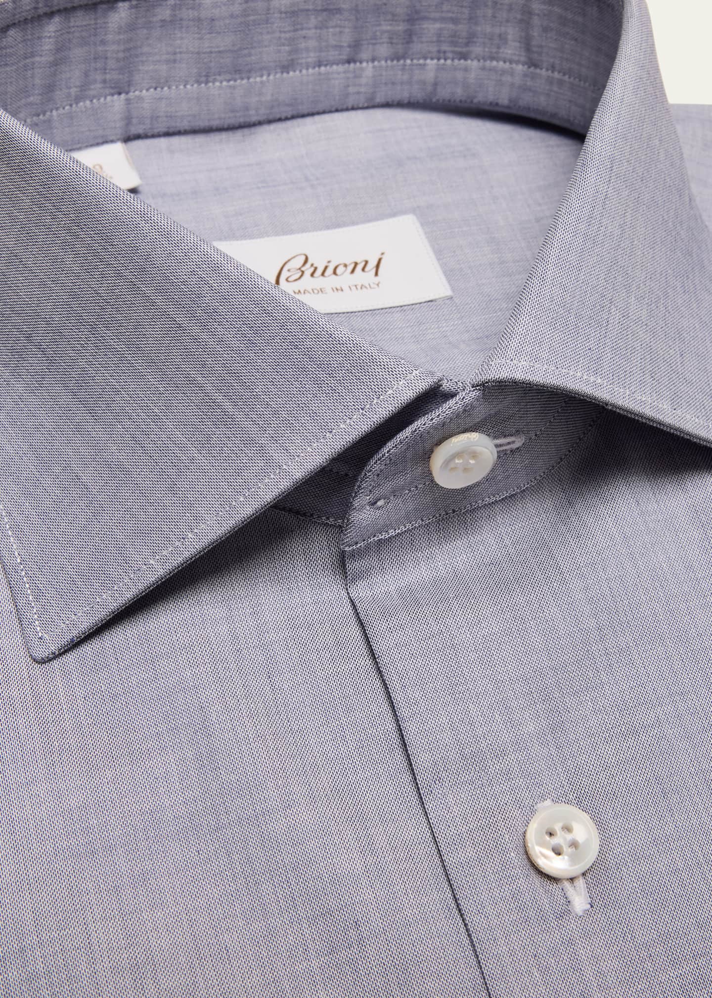 Brioni Men's Cotton Chambray Dress Shirt Image 2 of 2