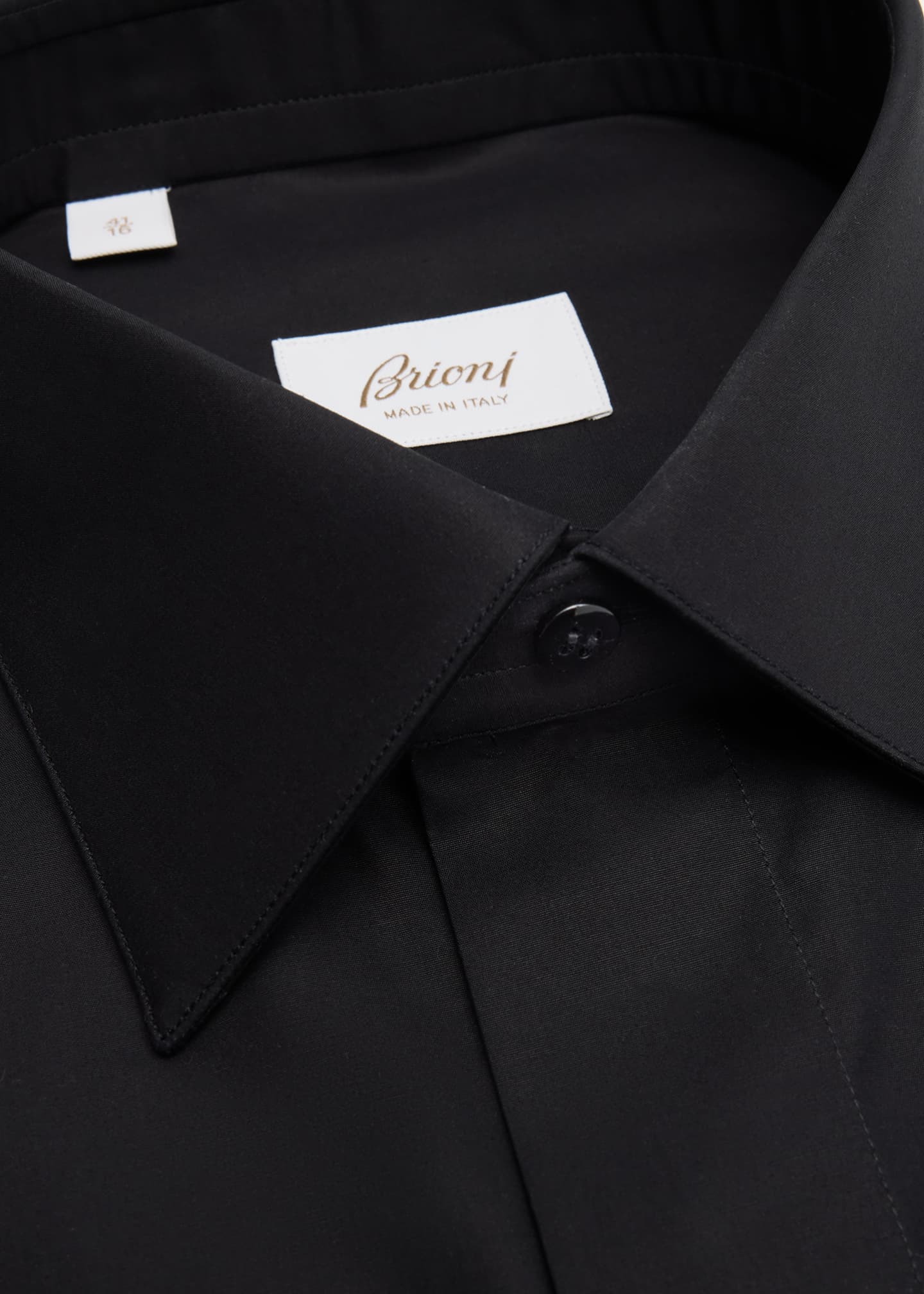 Brioni Men's Cotton Poplin French-Cuff Dress Shirt Image 2 of 2