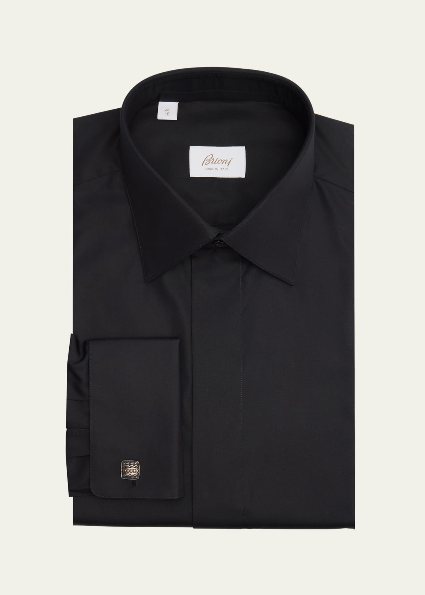 Brioni Men's Cotton Poplin French-Cuff Dress Shirt Image 1 of 2