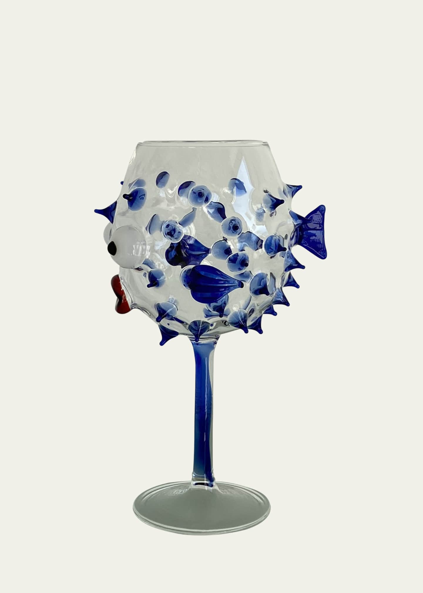 Massimo Lunardon Pufferfish Wine Goblet, Blue