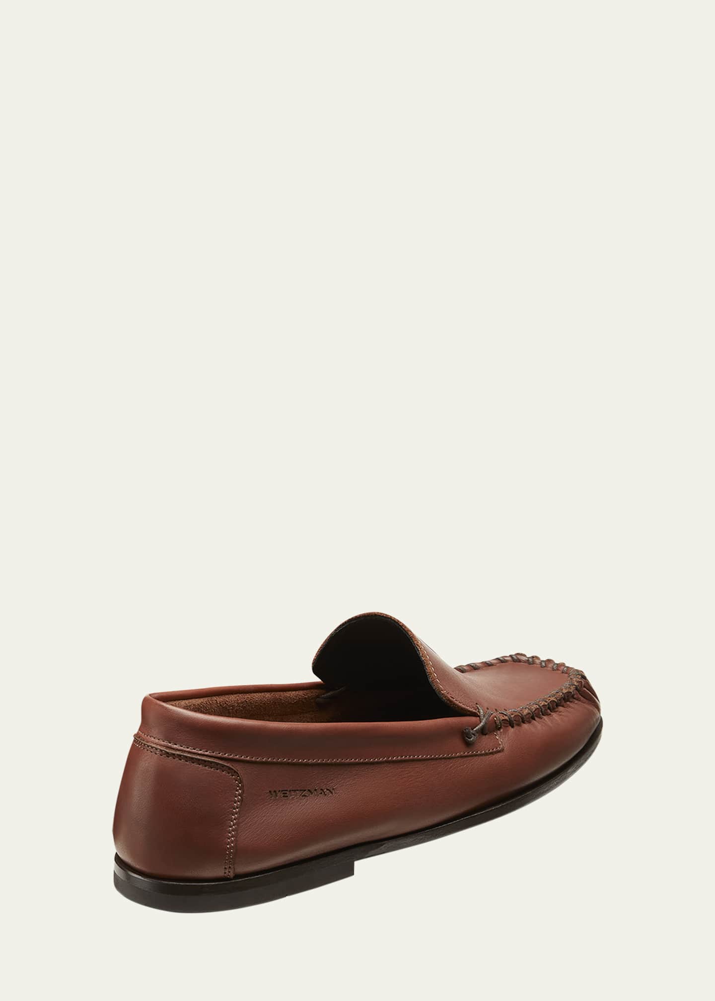 Stuart Weitzman Men's Montauk Leather Moccasin Loafers Image 3 of 4