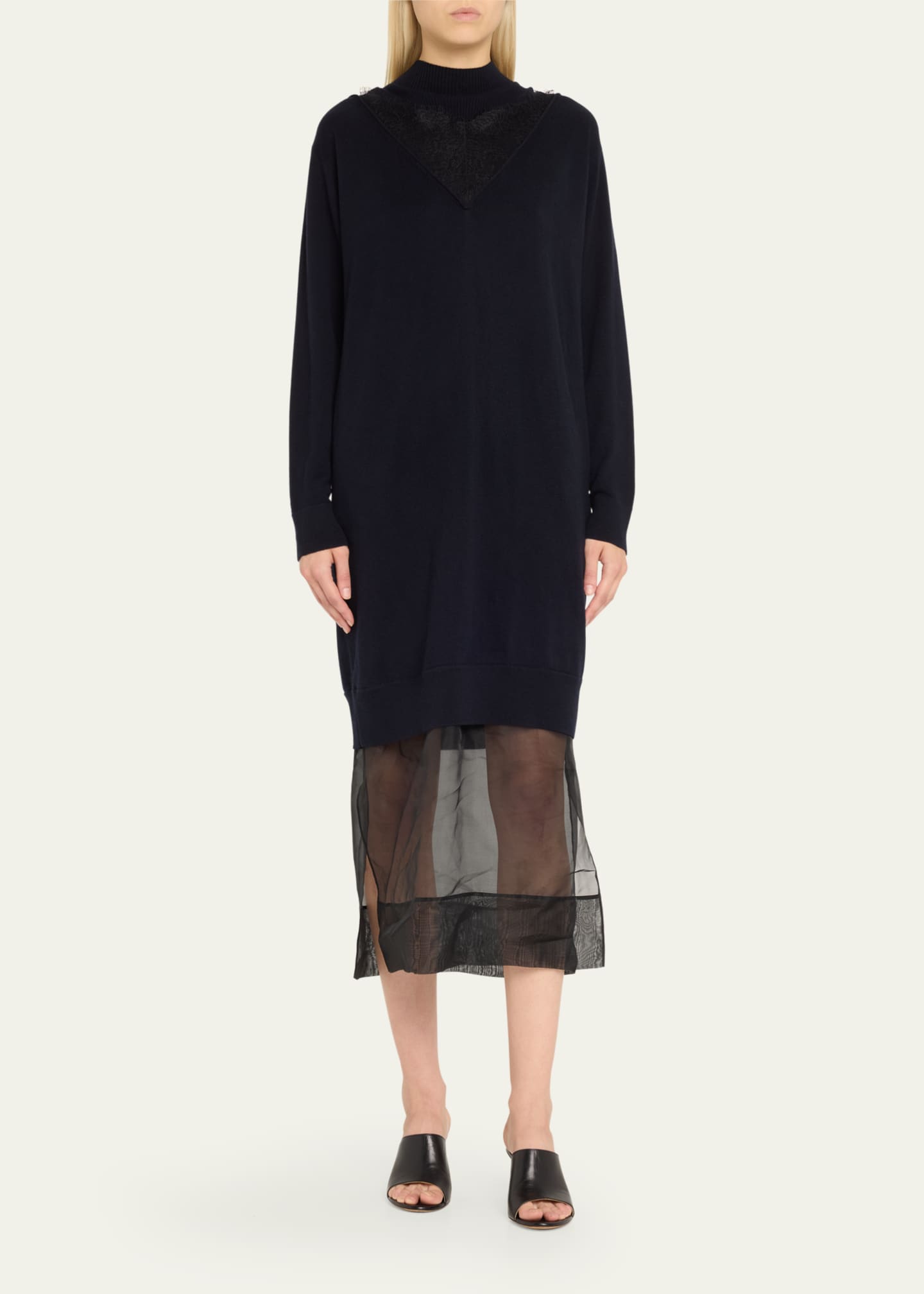 3.1 Phillip Lim Mock-Neck Combo Sweater Dress Image 2 of 5