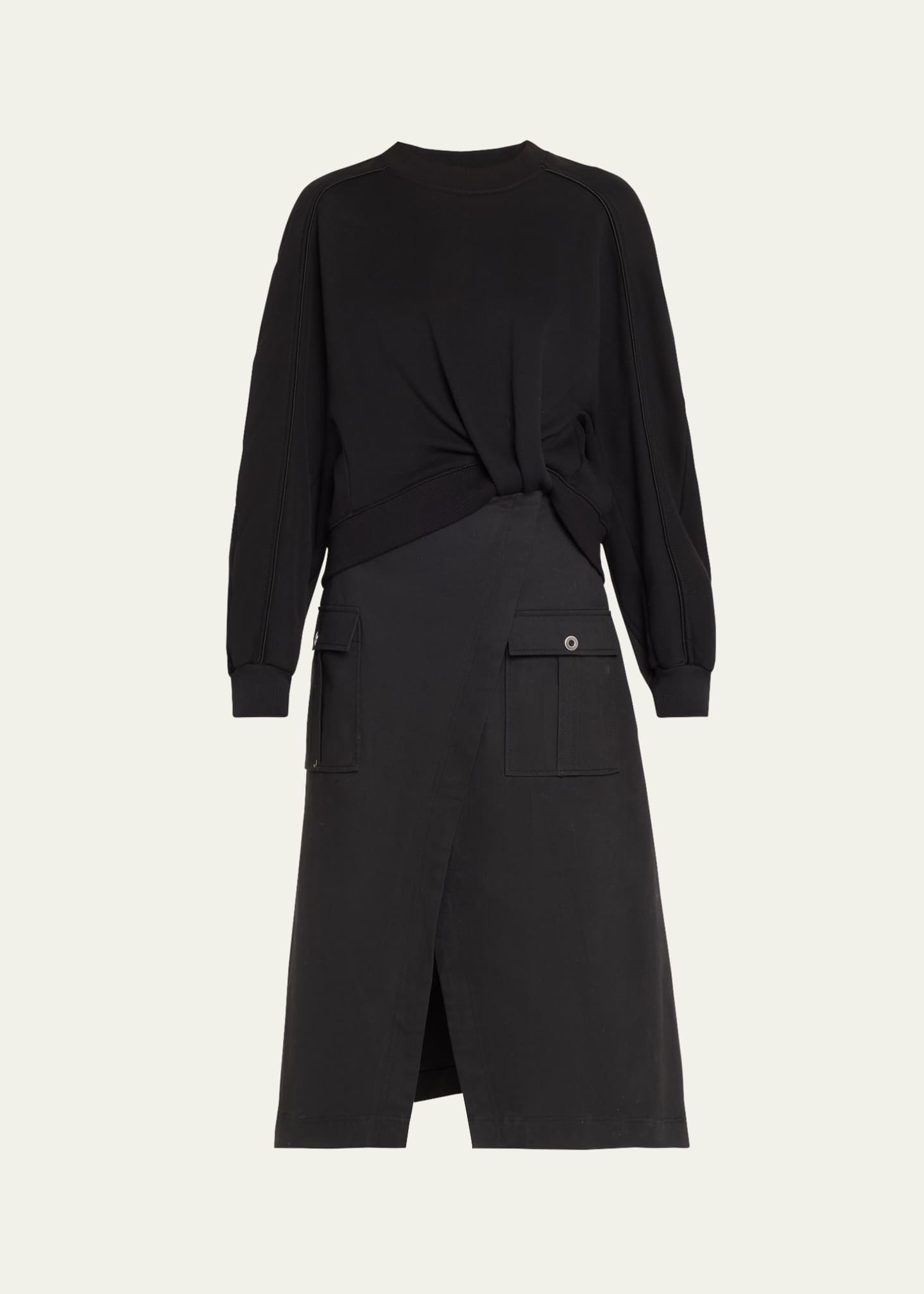 3.1 Phillip Lim LongSleeve Draped Combo Utility Dress Bergdorf Goodman