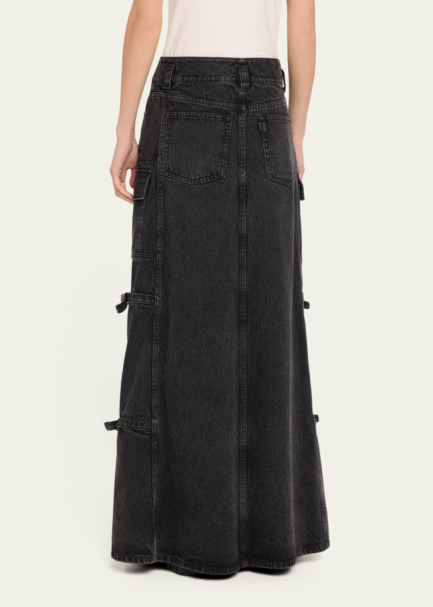 Denim Utility Maxi Skirt
