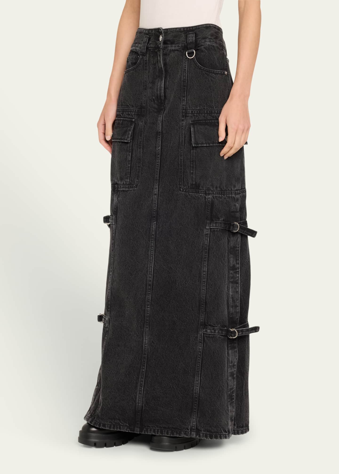 Denim Utility Maxi Skirt
