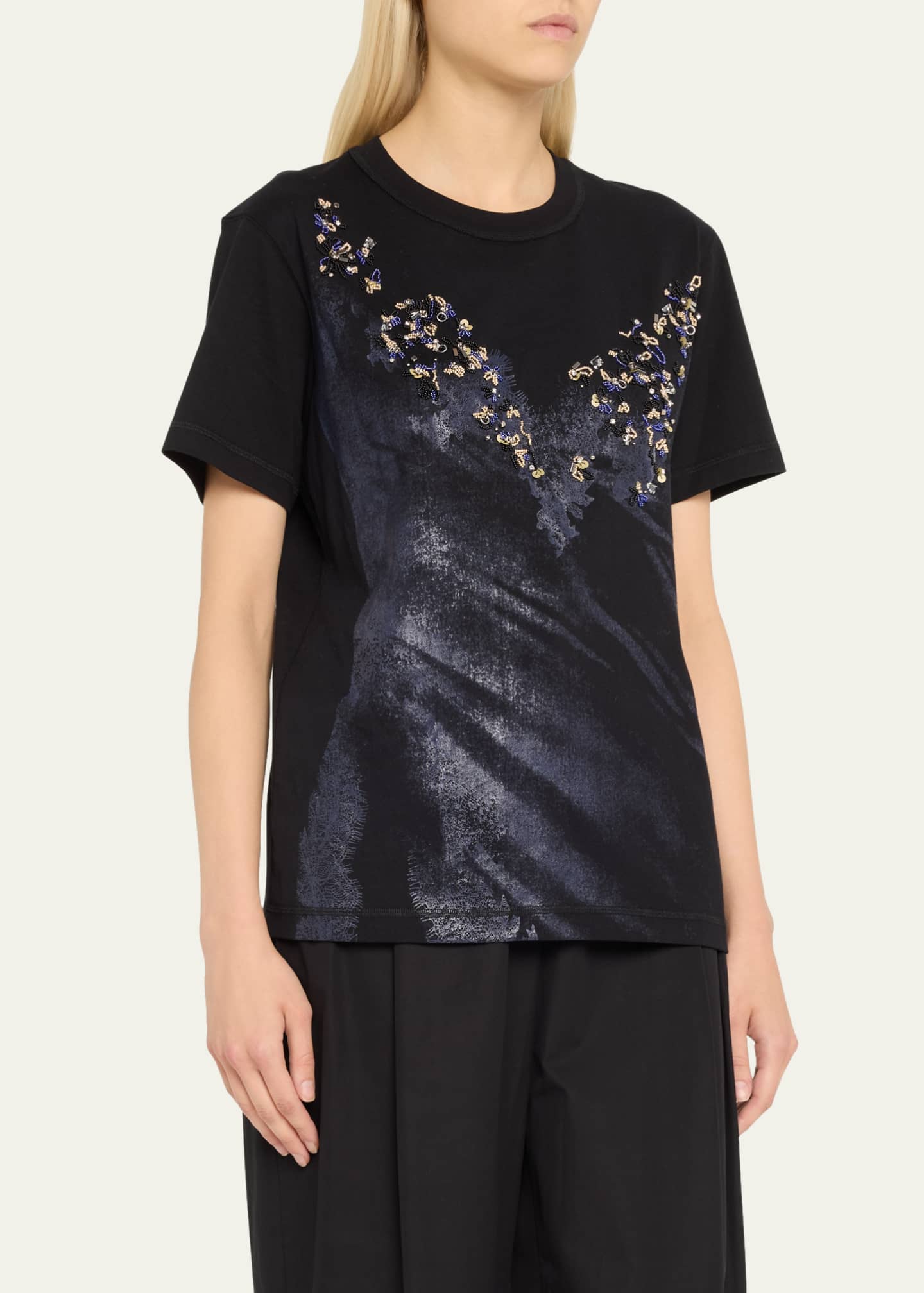 3.1 Phillip Lim Floral-Embroidered Crewneck Tee Image 4 of 5