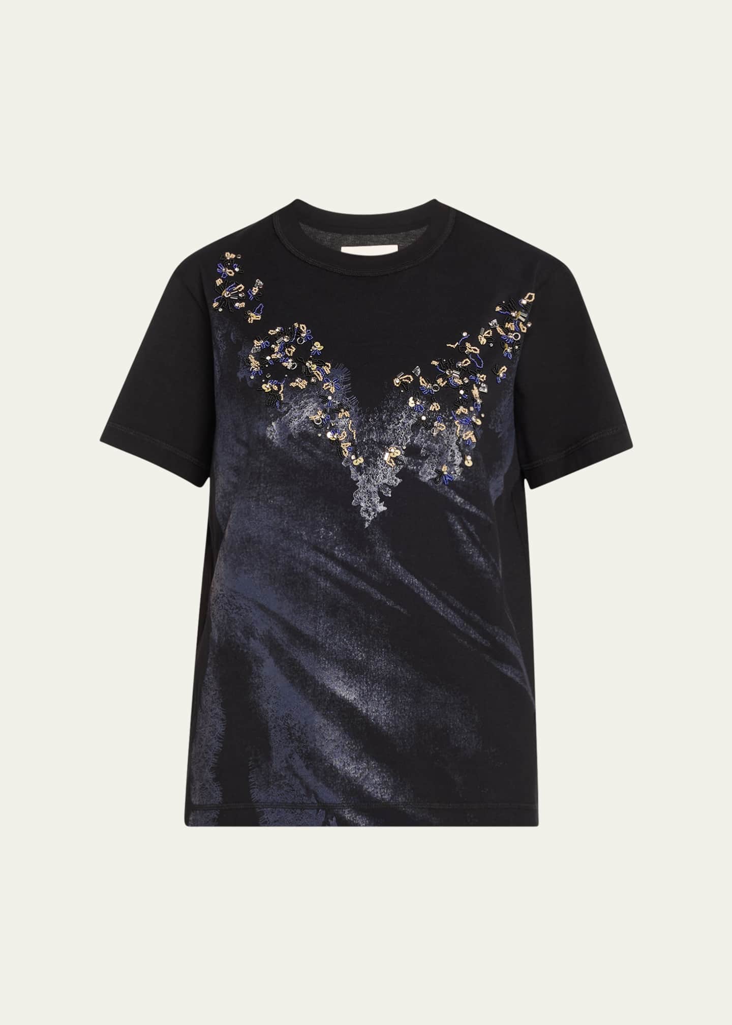 3.1 Phillip Lim Floral-Embroidered Crewneck Tee Image 1 of 5