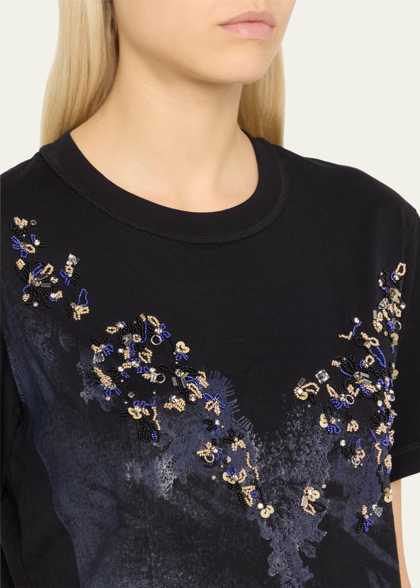 3.1 Phillip Lim Floral-Embroidered Crewneck Tee Image 5 of 5