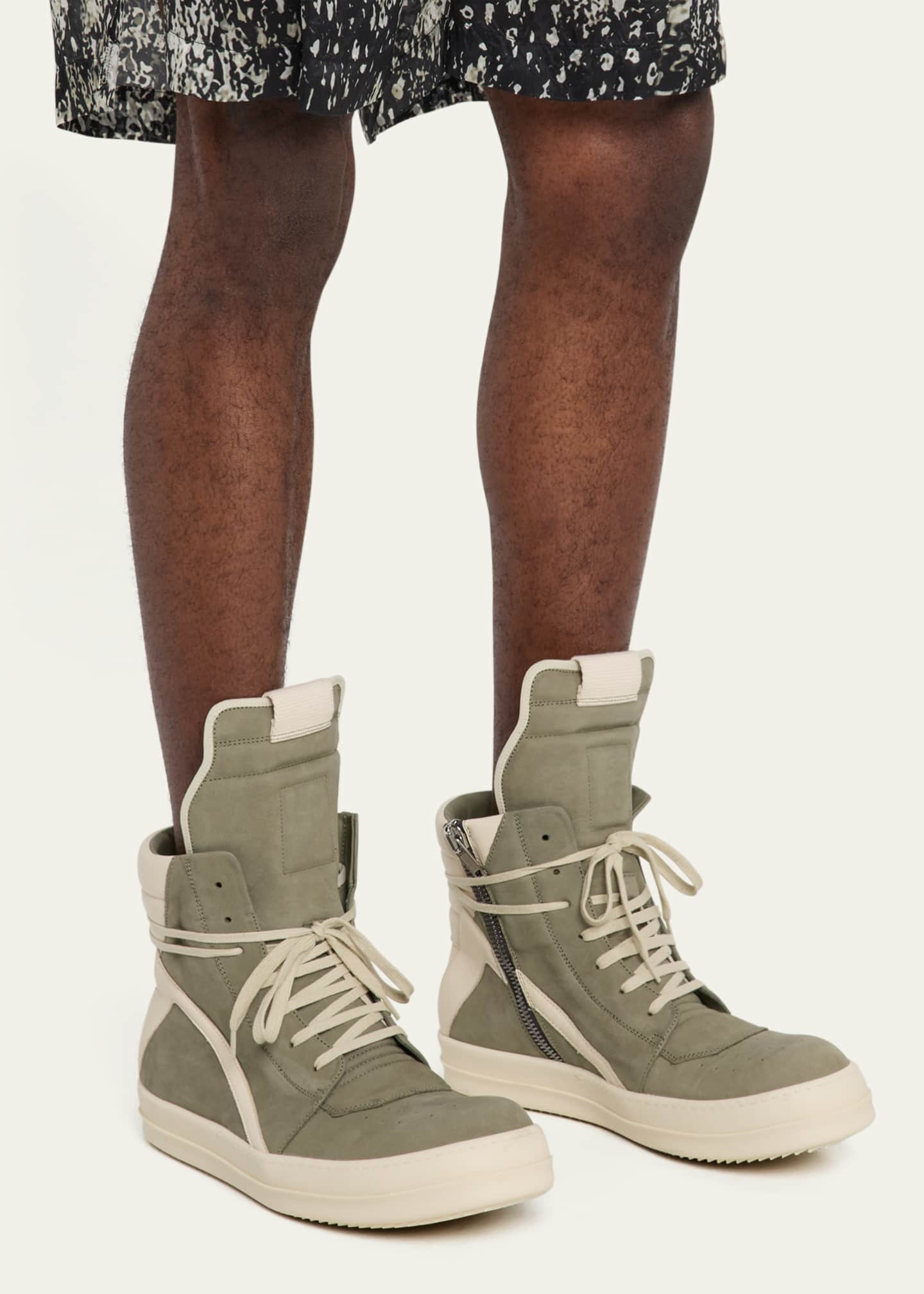 Rick Owens Men's Geobasket Suede High-Top Sneakers Image 2 of 6
