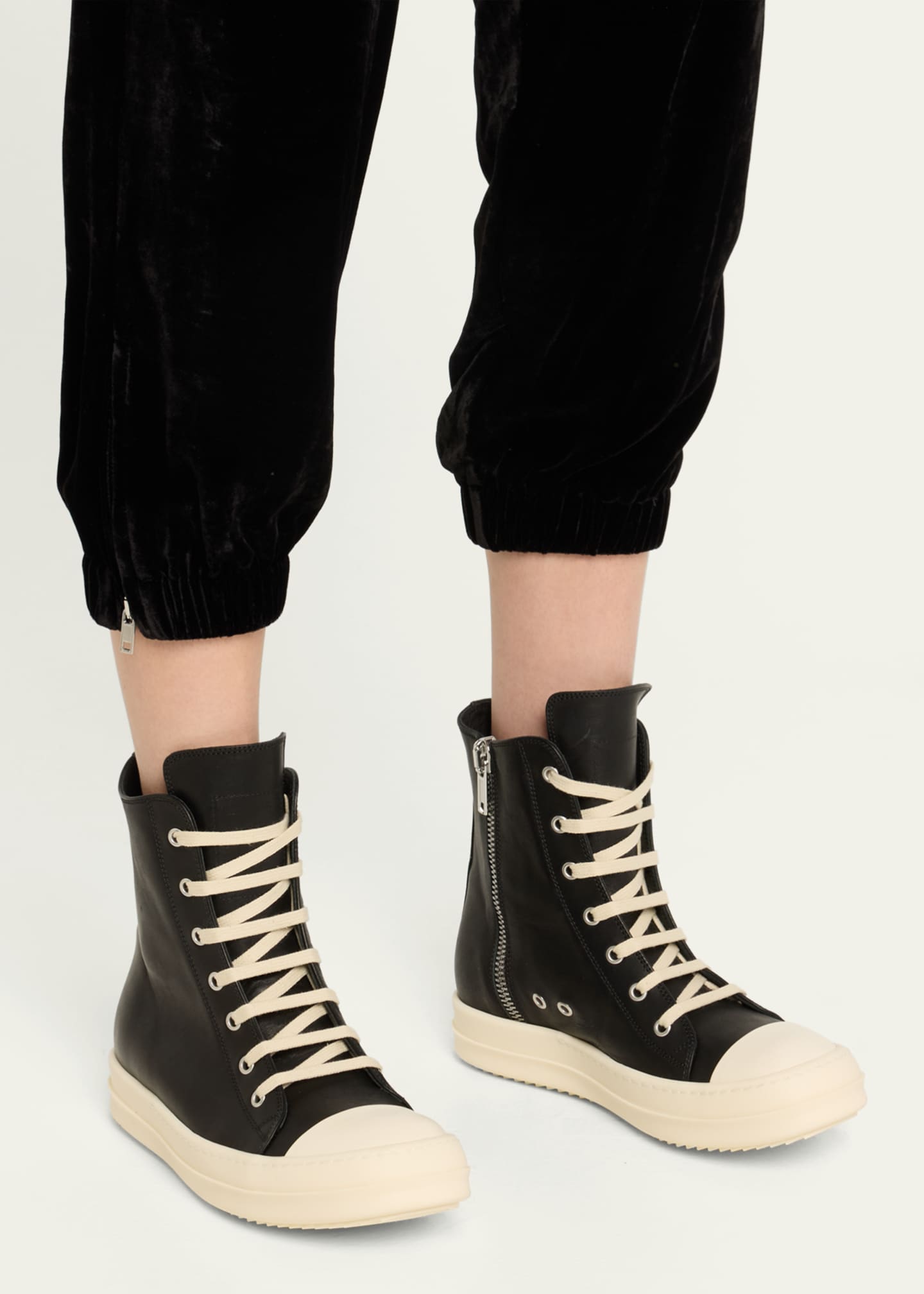 Rick owens leather high top sneakers cheap