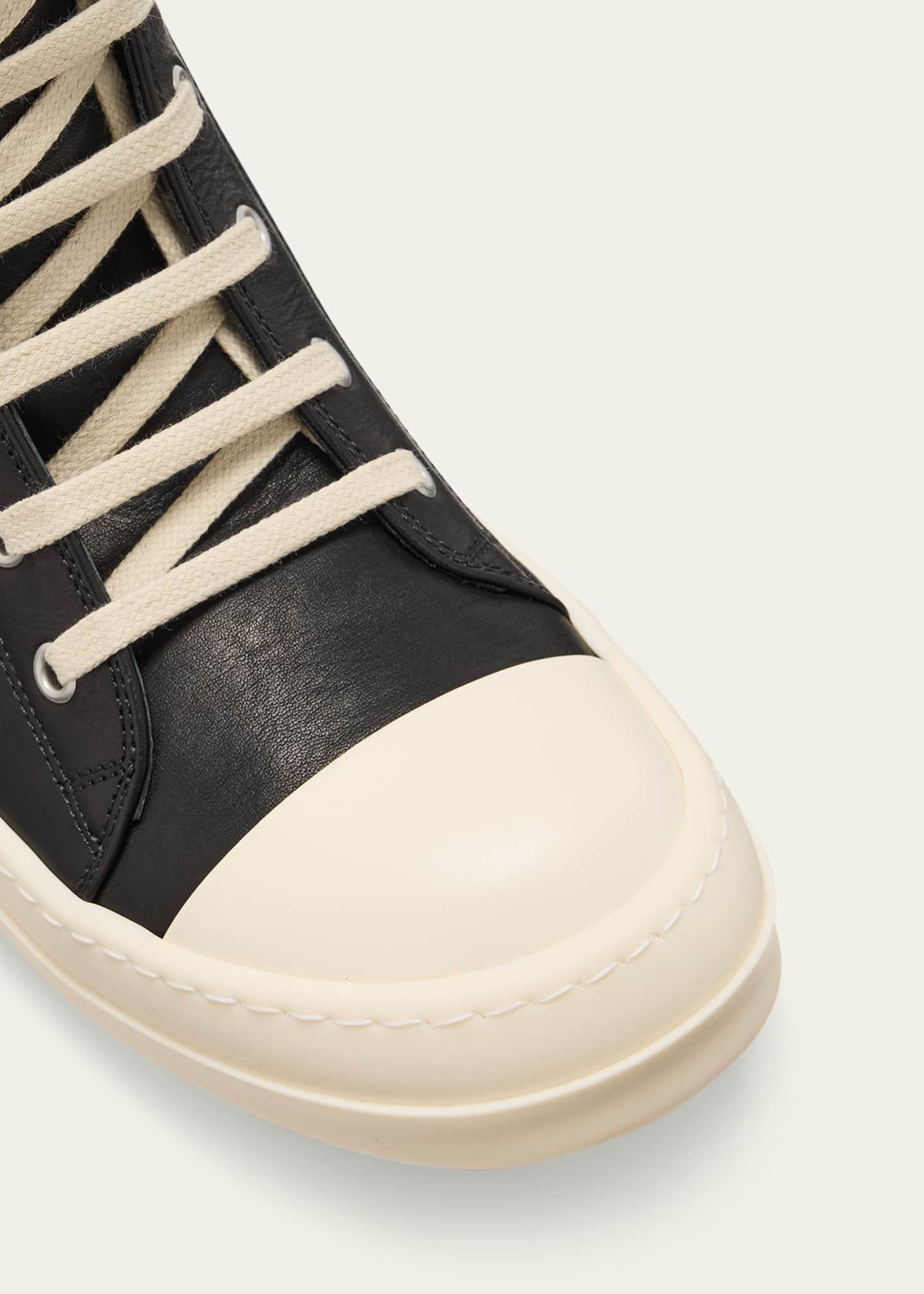 Rick Owens Leather Sneakers 40 Black milk milk