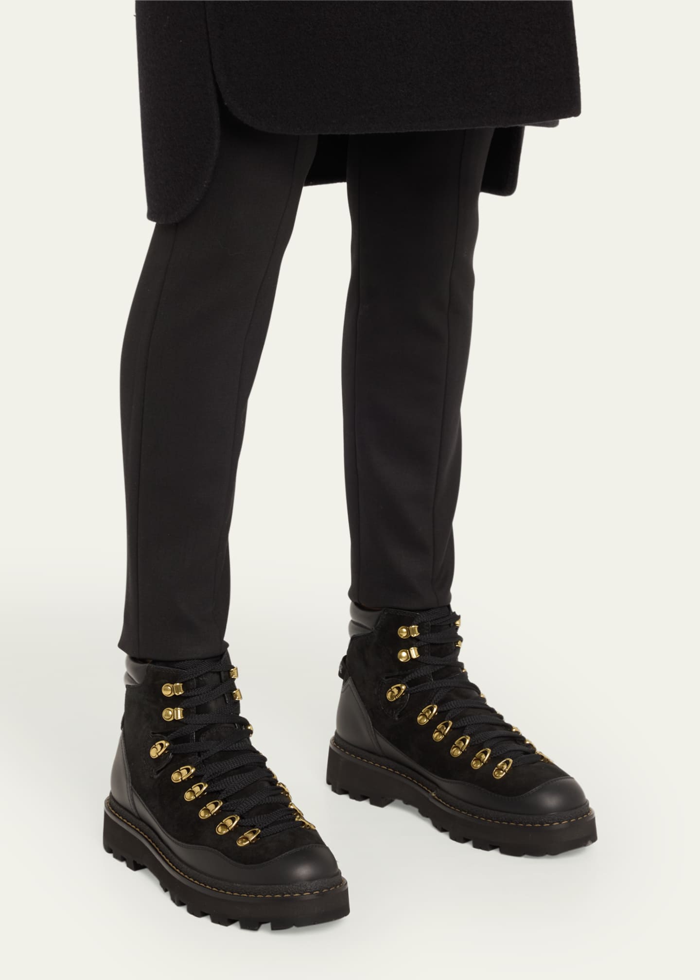 Moncler Peka Mixed Leather Hiking Boots Image 2 of 6