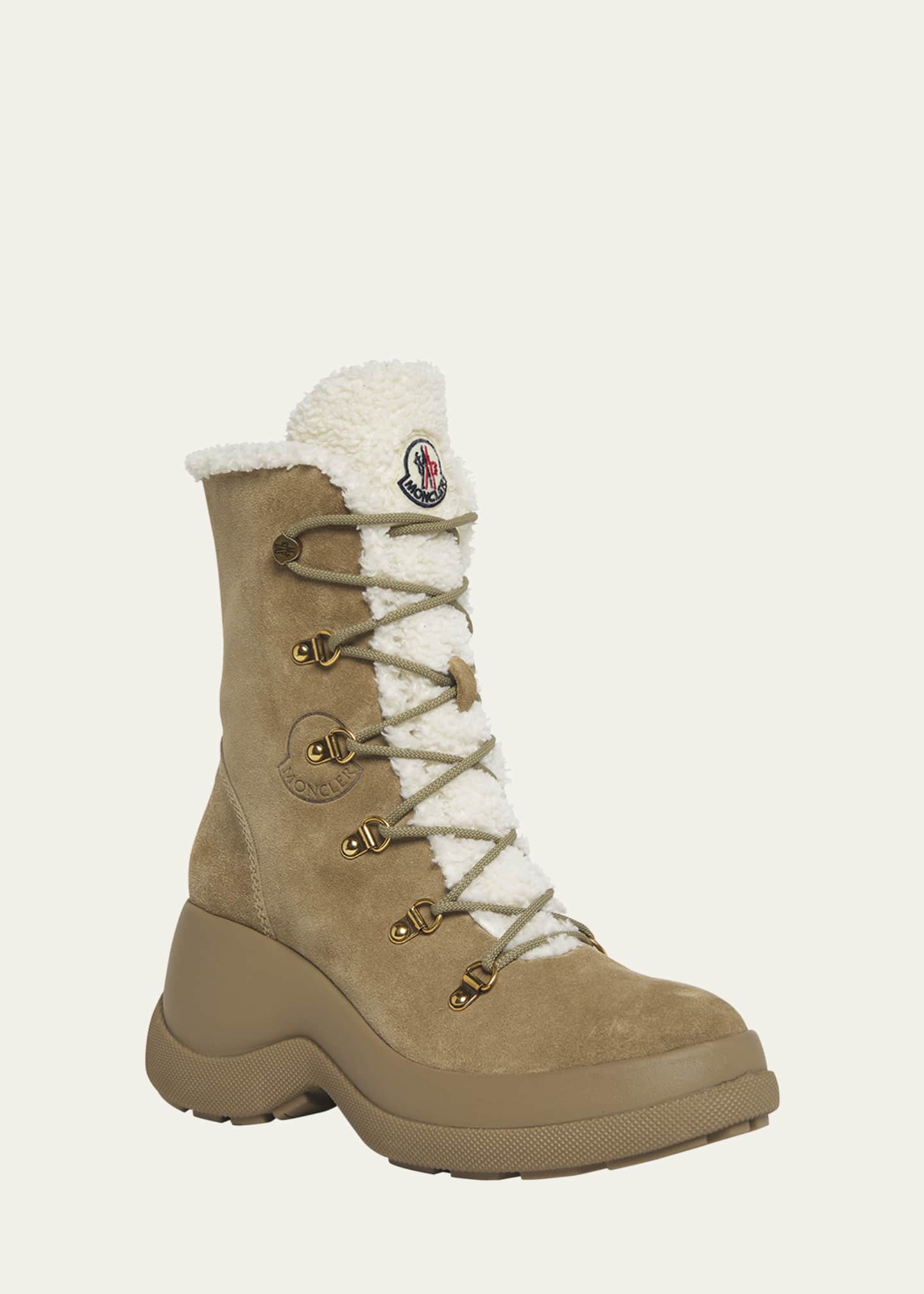 Moncler Resile Suede Faux Fur Ranger Boots Image 3 of 6