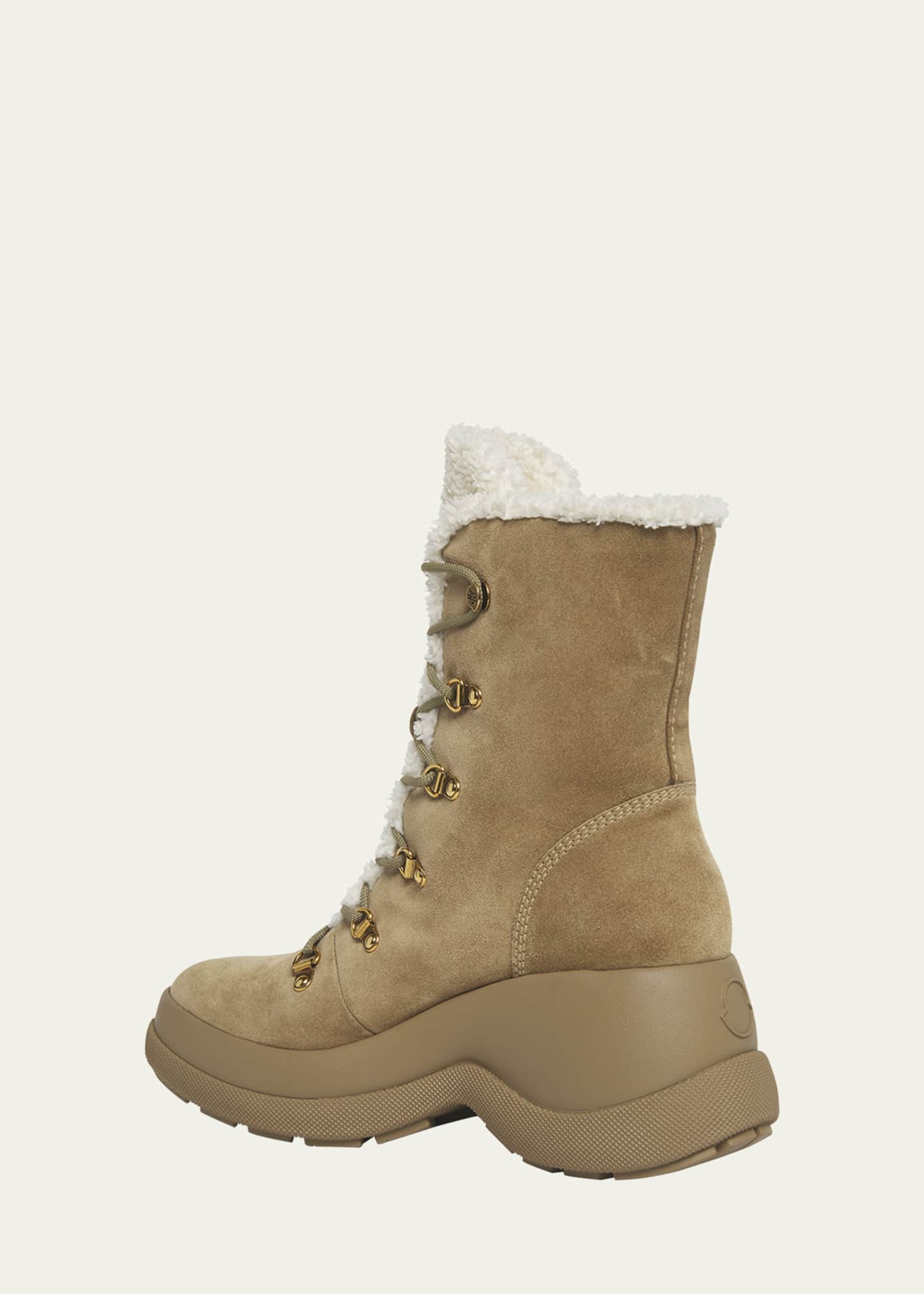 Moncler Resile Suede Faux Fur Ranger Boots Image 4 of 6