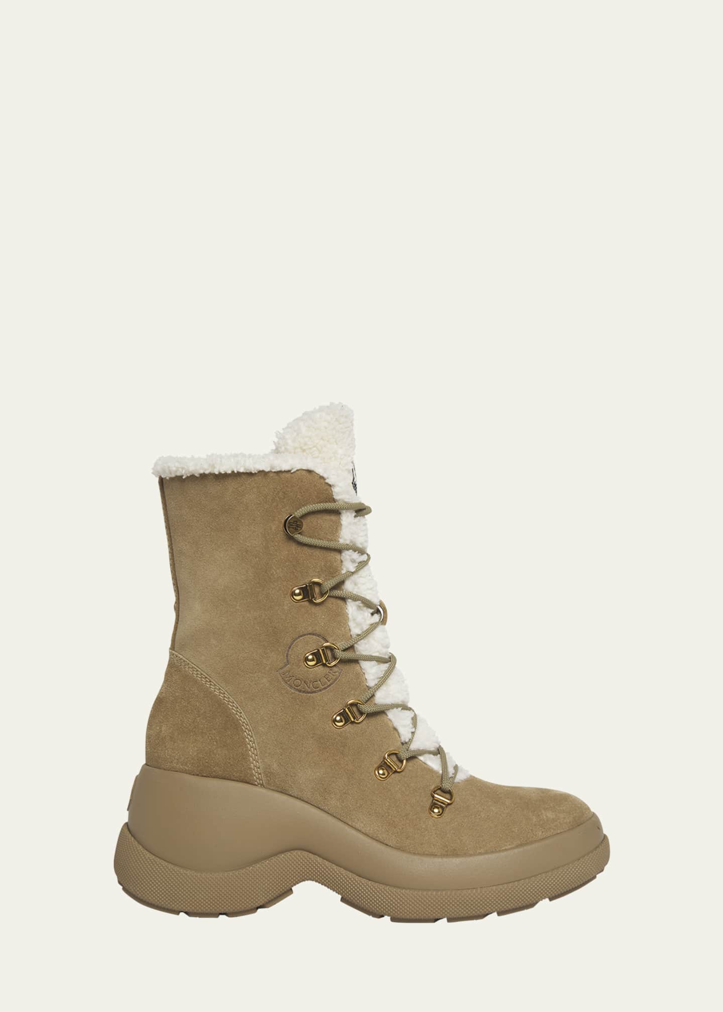 Moncler Resile Suede Faux Fur Ranger Boots Image 1 of 6
