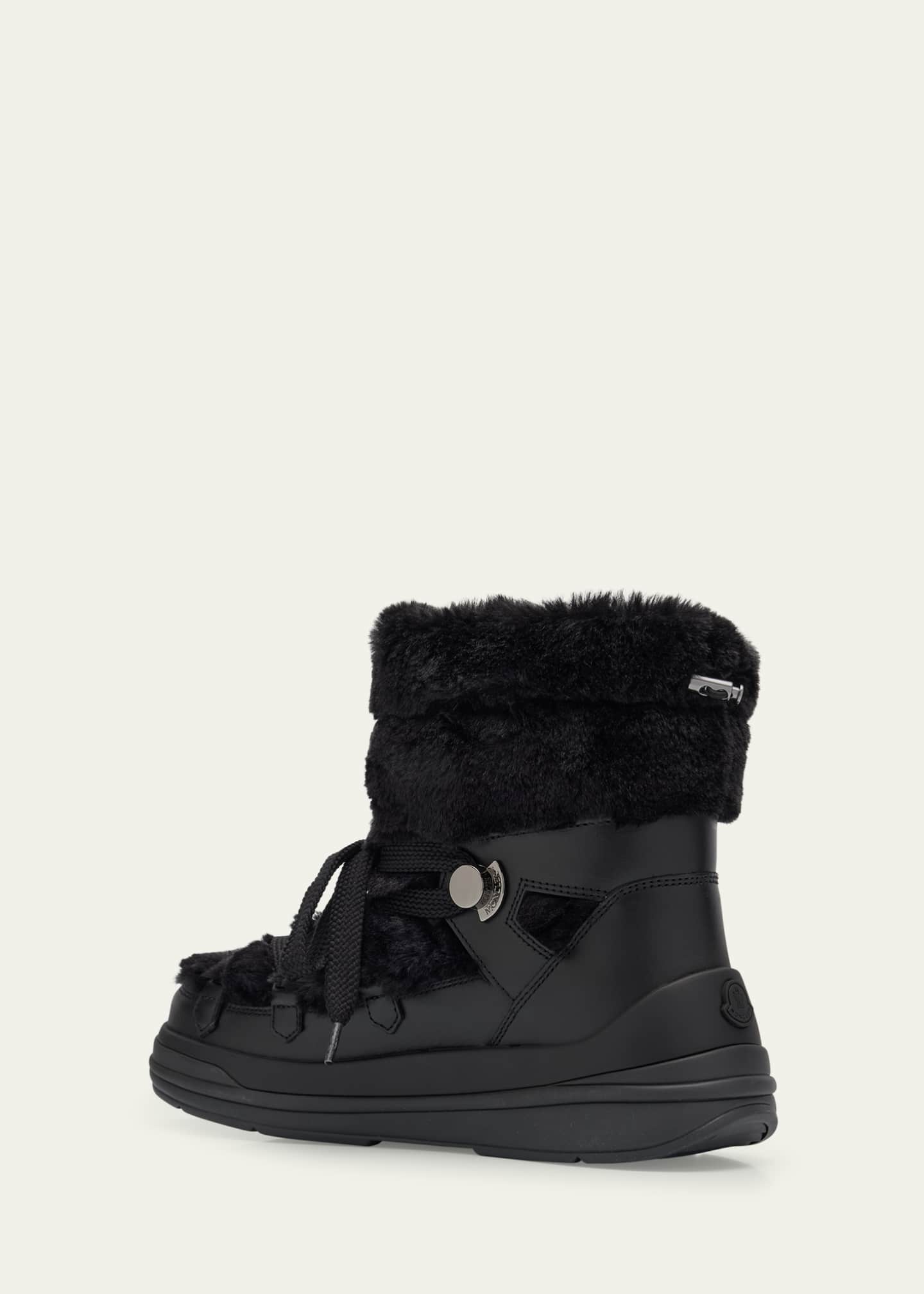 Moncler Insolux Leather Faux Fur Snow Boots Image 4 of 6