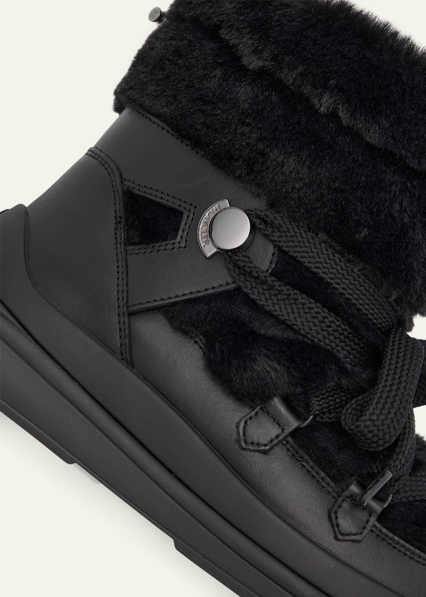 Moncler Insolux Leather Faux Fur Snow Boots Image 5 of 6