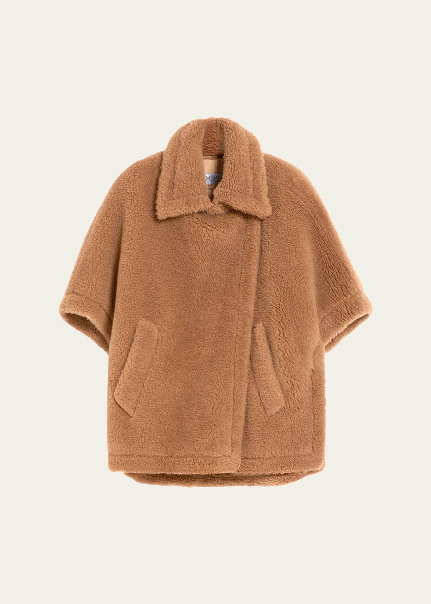 【関税＆送料込み】Max Mara Camel-Coloured Cape In Teddy Max Mara Camel-coloured Cape In Teddy Fabric In Brown | ModeSens