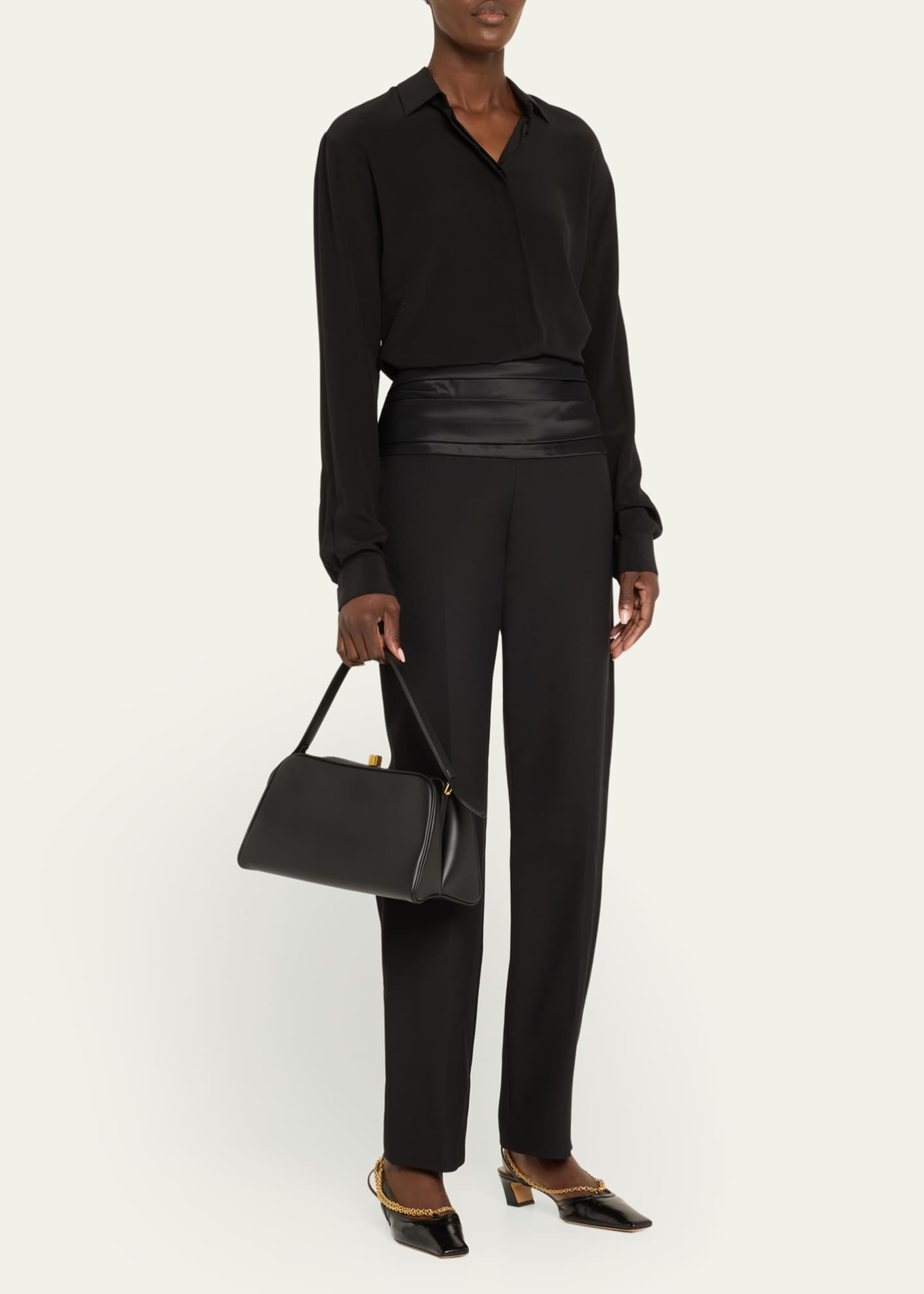 Khaite Cate Calfskin Leather Top-Handle Bag Image 5 of 6