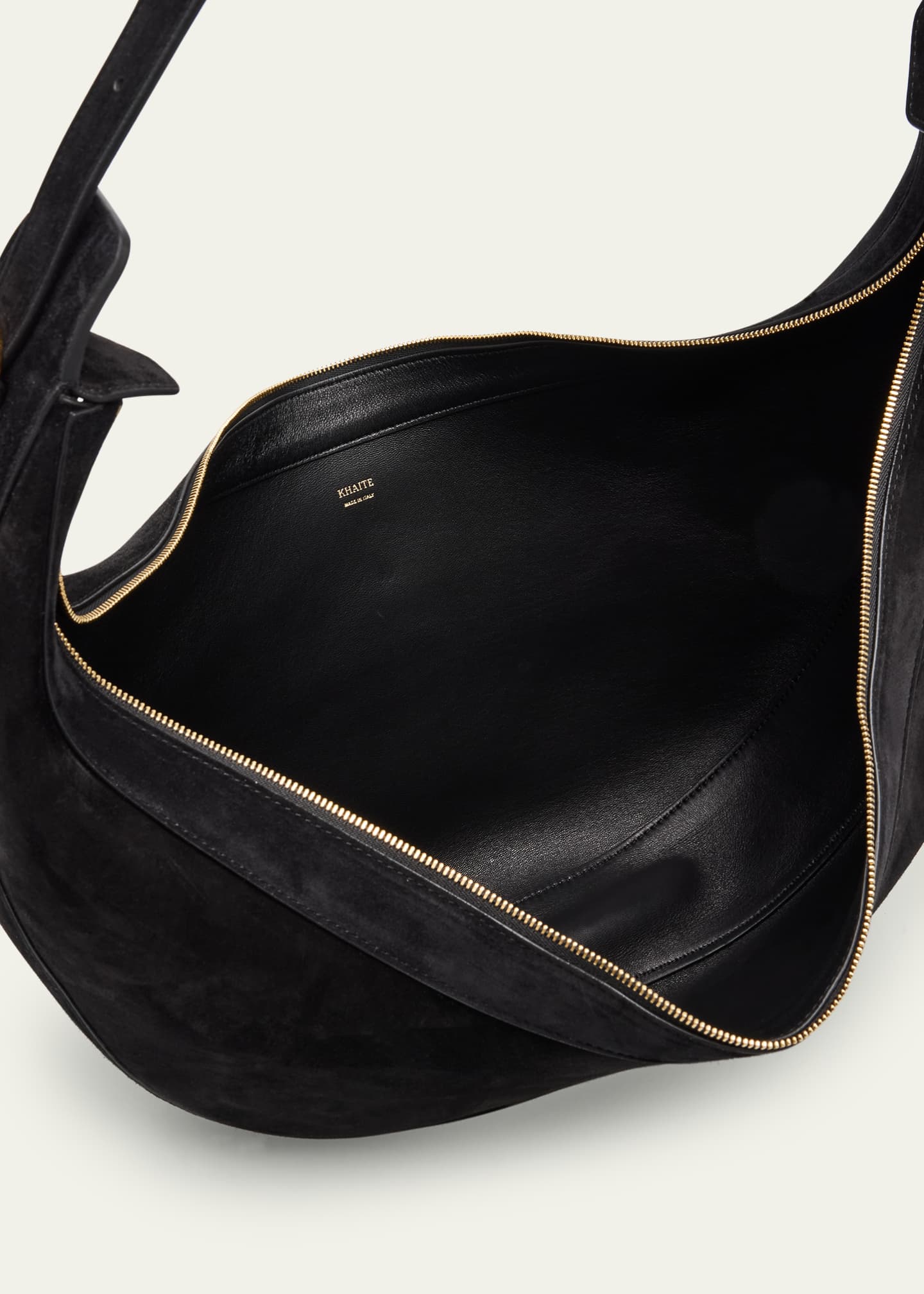 Khaite Augustina Zip Suede Hobo Bag Image 4 of 6