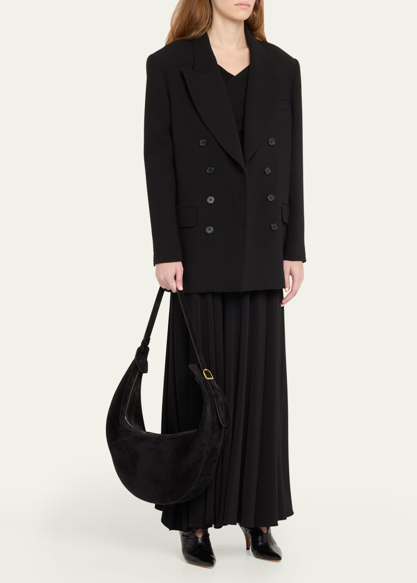 Khaite Augustina Zip Suede Hobo Bag Image 5 of 6