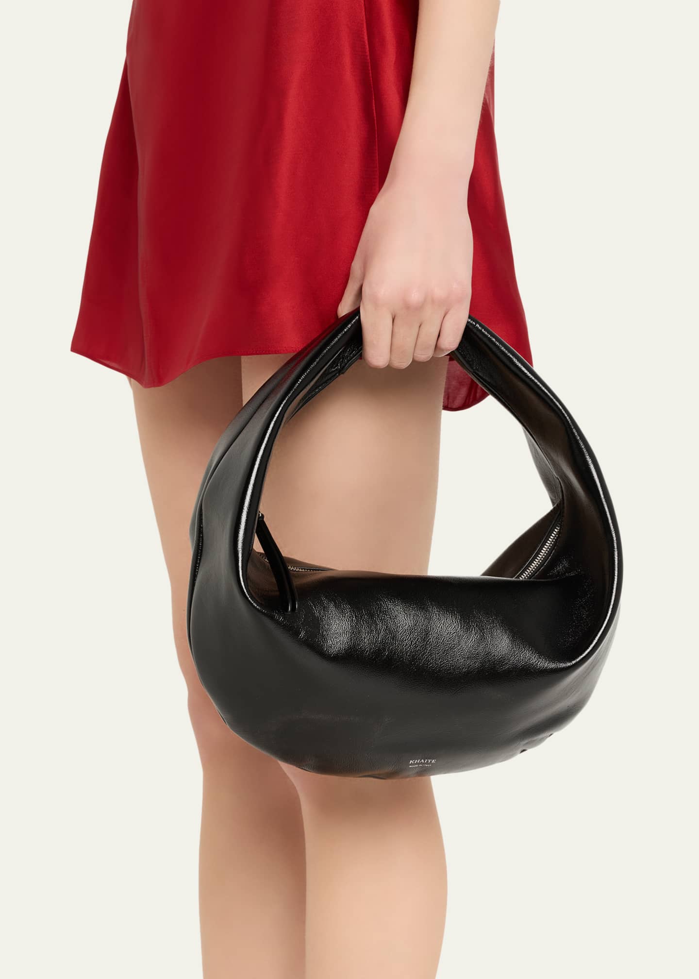 Khaite Olivia Medium Crackle Patent Hobo Bag - Bergdorf Goodman