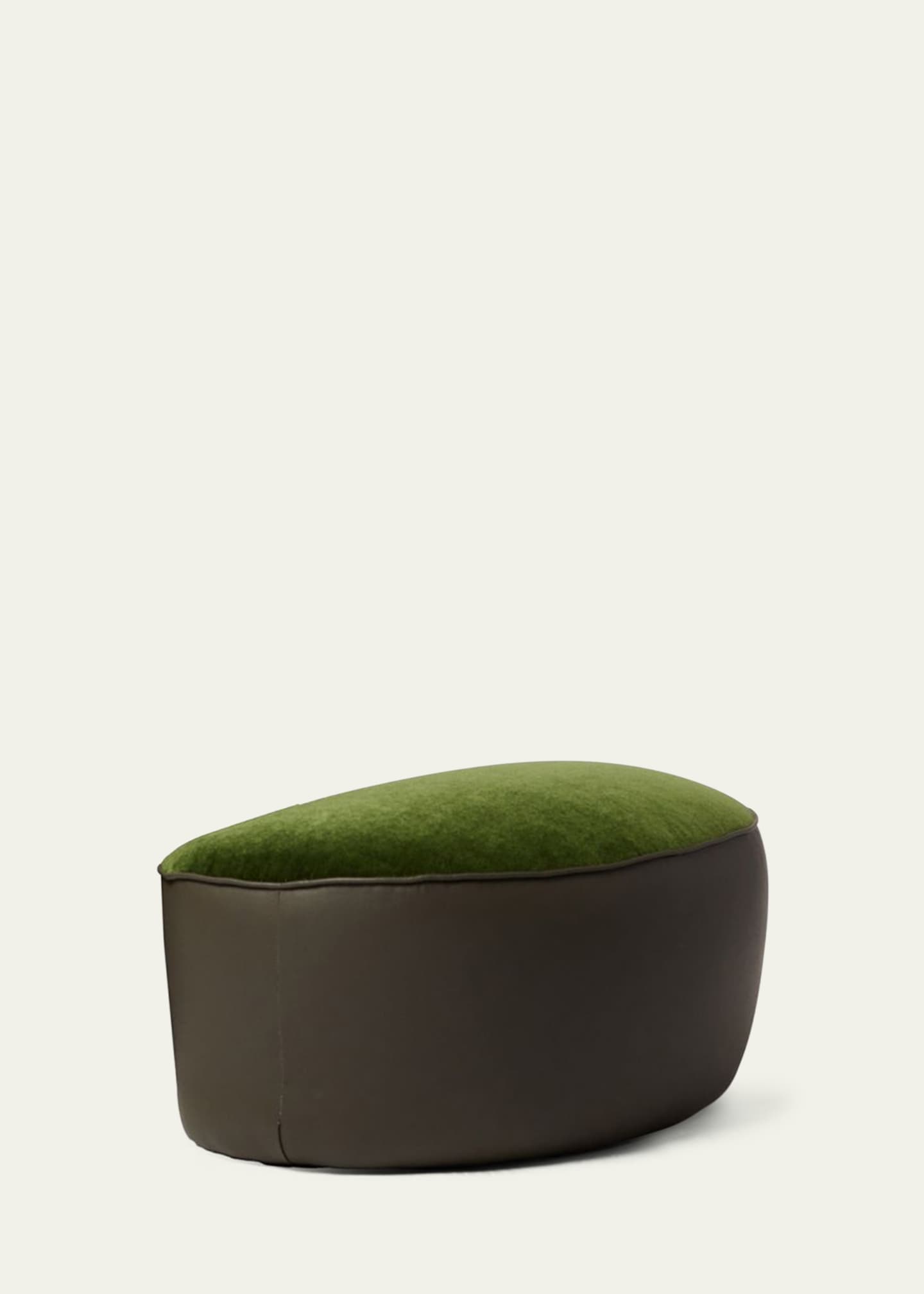 Interlude Home x Widell + Boschetti Laurent Velvet & Faux Leather Ottoman by Christina Boschetti Image 2 of 2