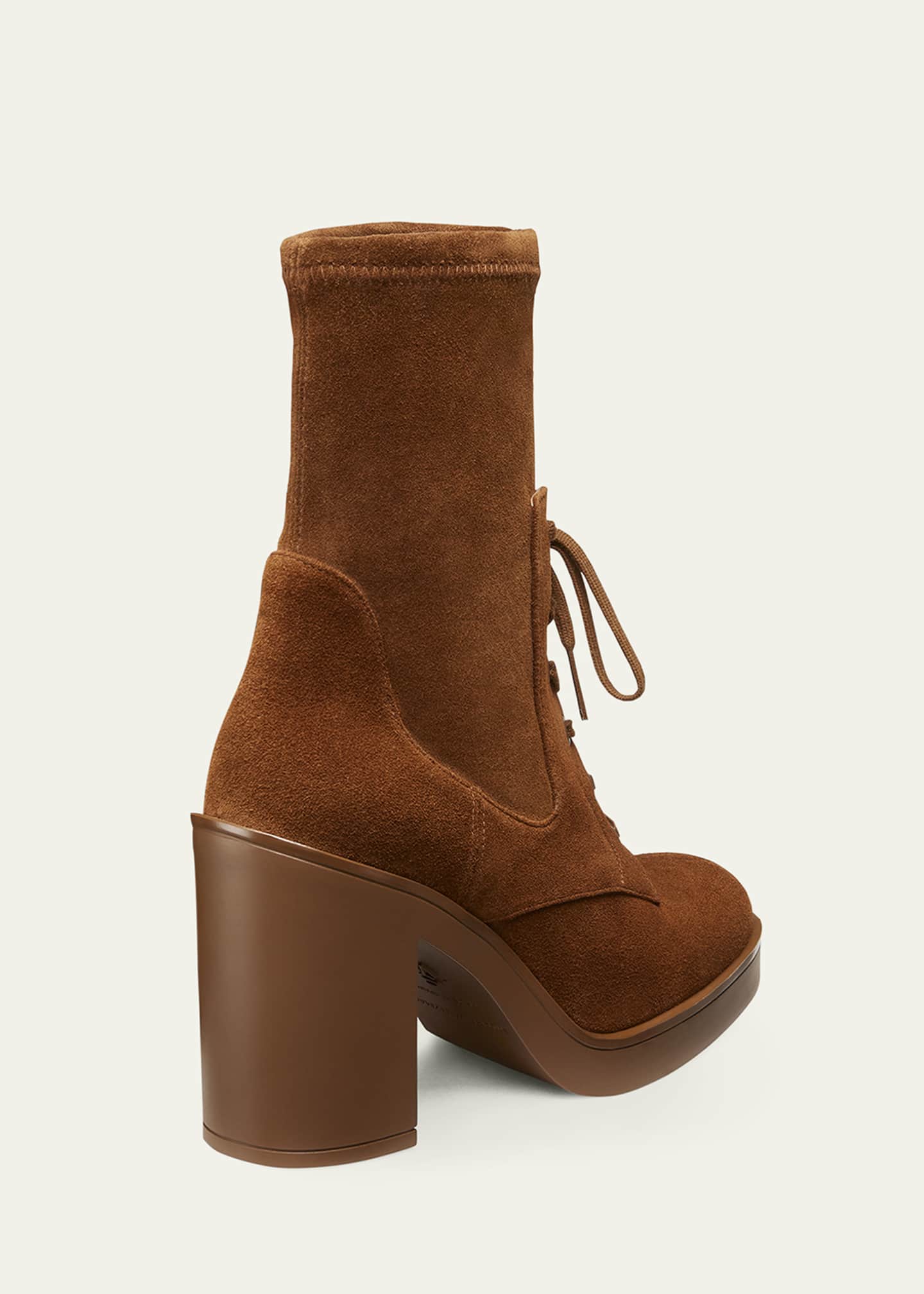 Stuart Weitzman Everitt Stretch Suede Lace-Up Booties Image 2 of 2
