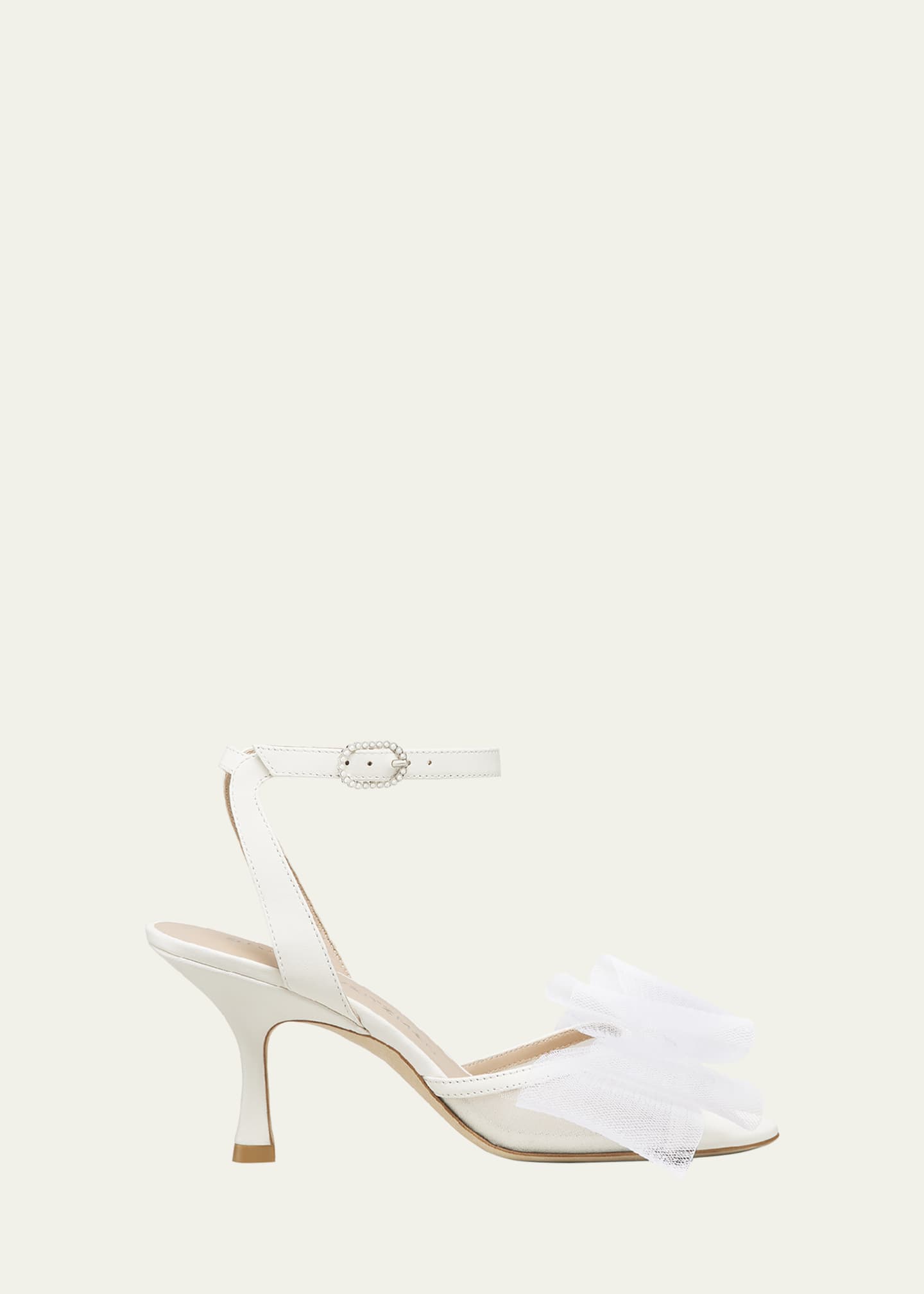 Stuart Weitzman Blushing Bow Mesh Ankle-Strap Sandals Image 1 of 3
