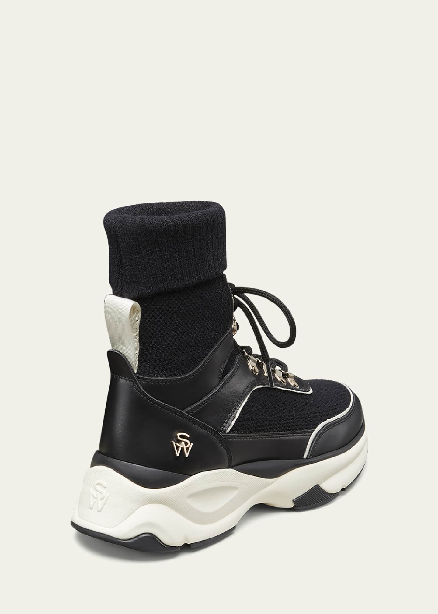Stuart Weitzman SW High-Top Leather Hiker Trainer Sneakers Image 2 of 3