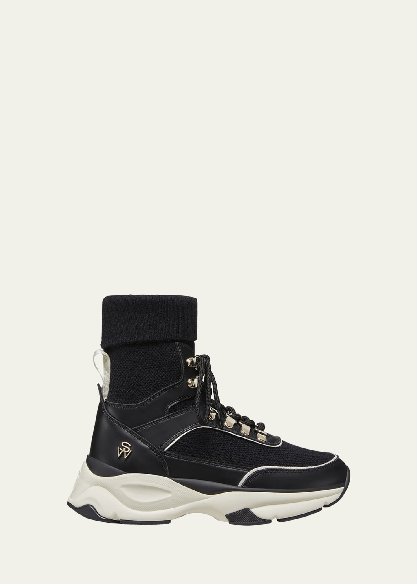 Stuart Weitzman SW High-Top Leather Hiker Trainer Sneakers Image 1 of 3