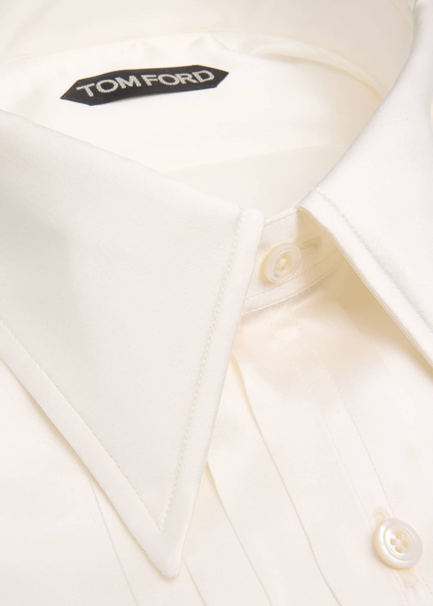TOM FORD Men's Silk Charmeuse Pleated Dress Shirt Image 2 of 2