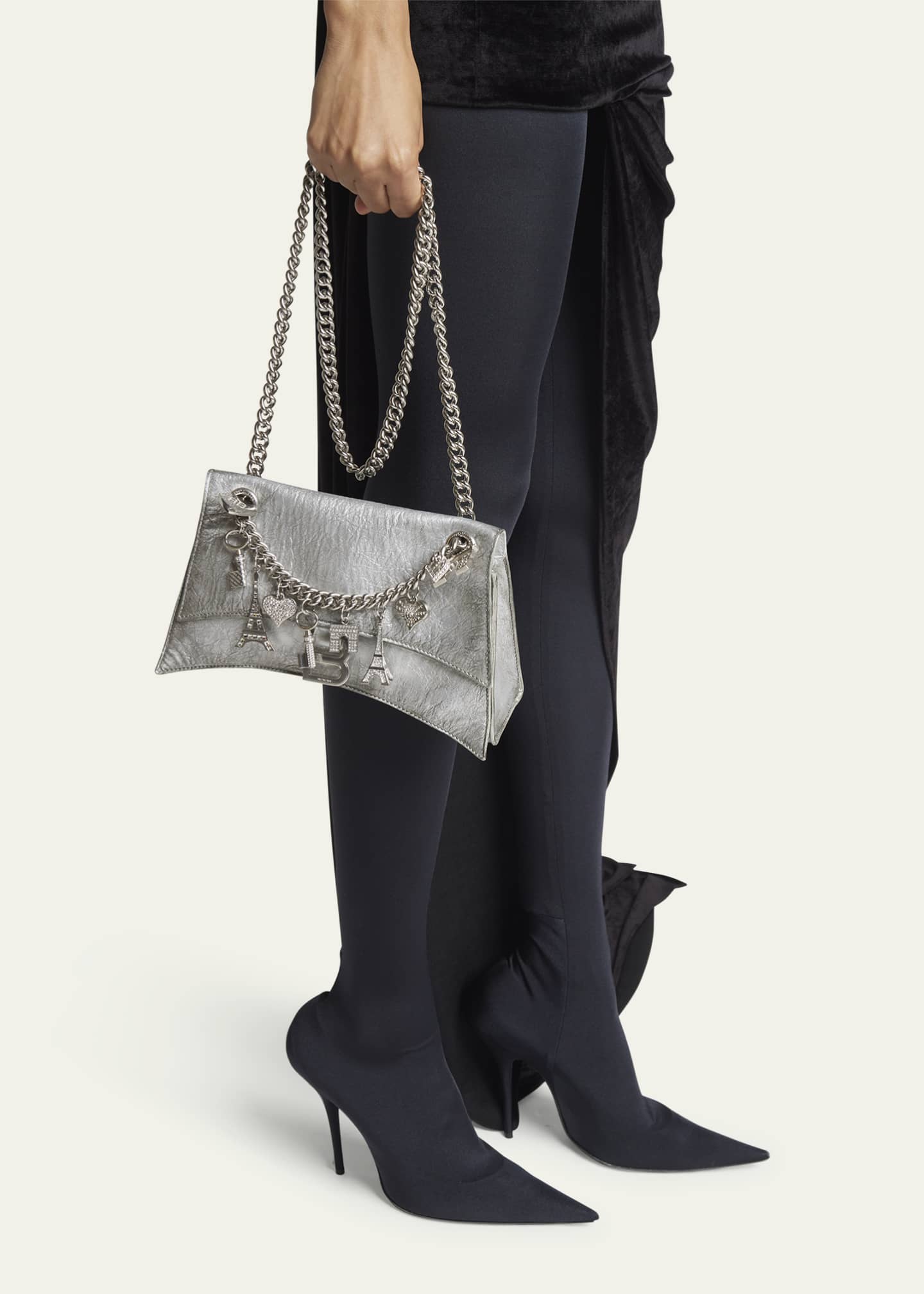 ●送料込●BALENCIAGA●Crush Small スーベニアチャーム バッグ Balenciaga Crush Small Charms Metallic Leather Shoulder Bag