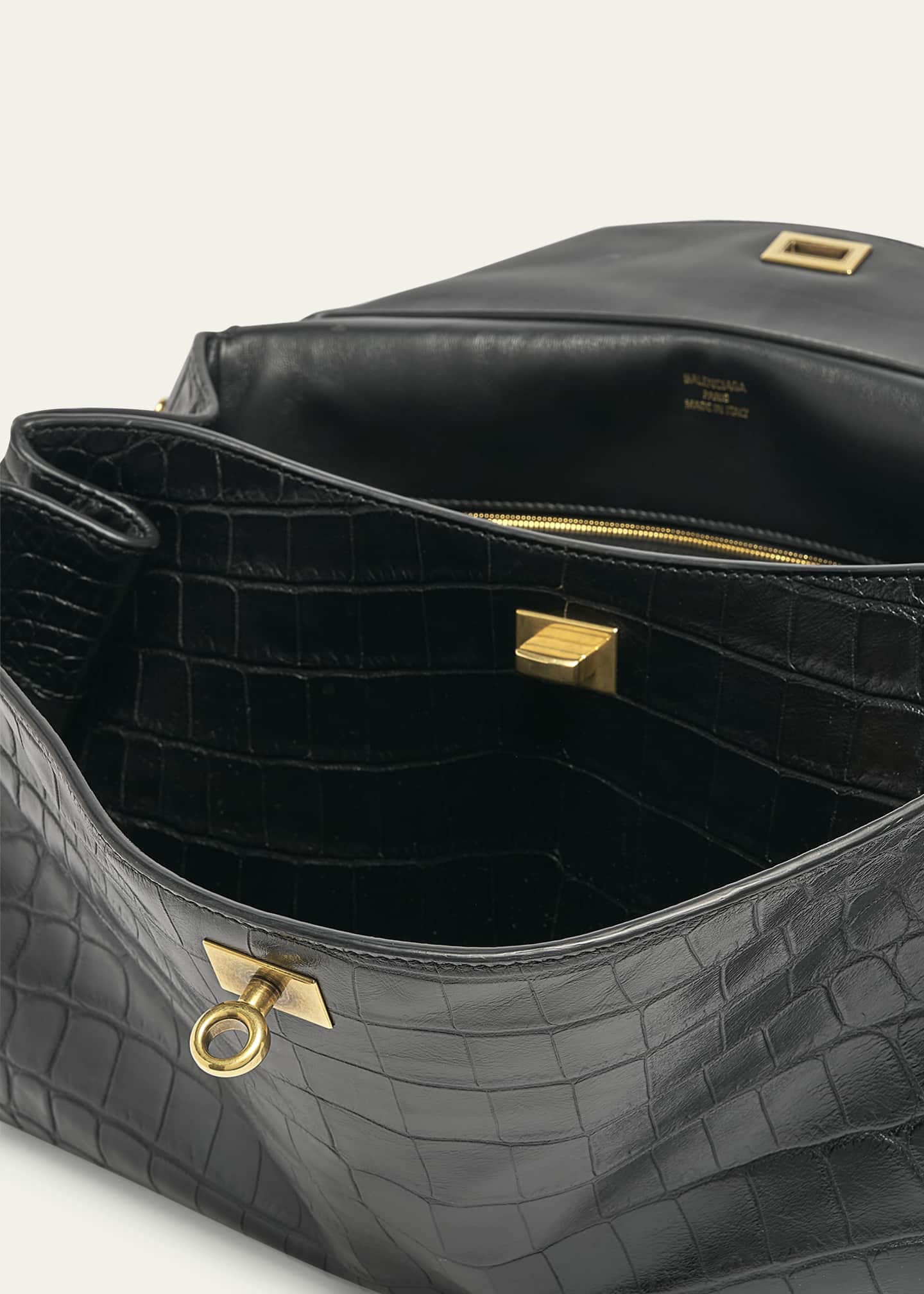Balenciaga Rodeo Medium Croc-Embossed Top-Handle Bag Image 4 of 5
