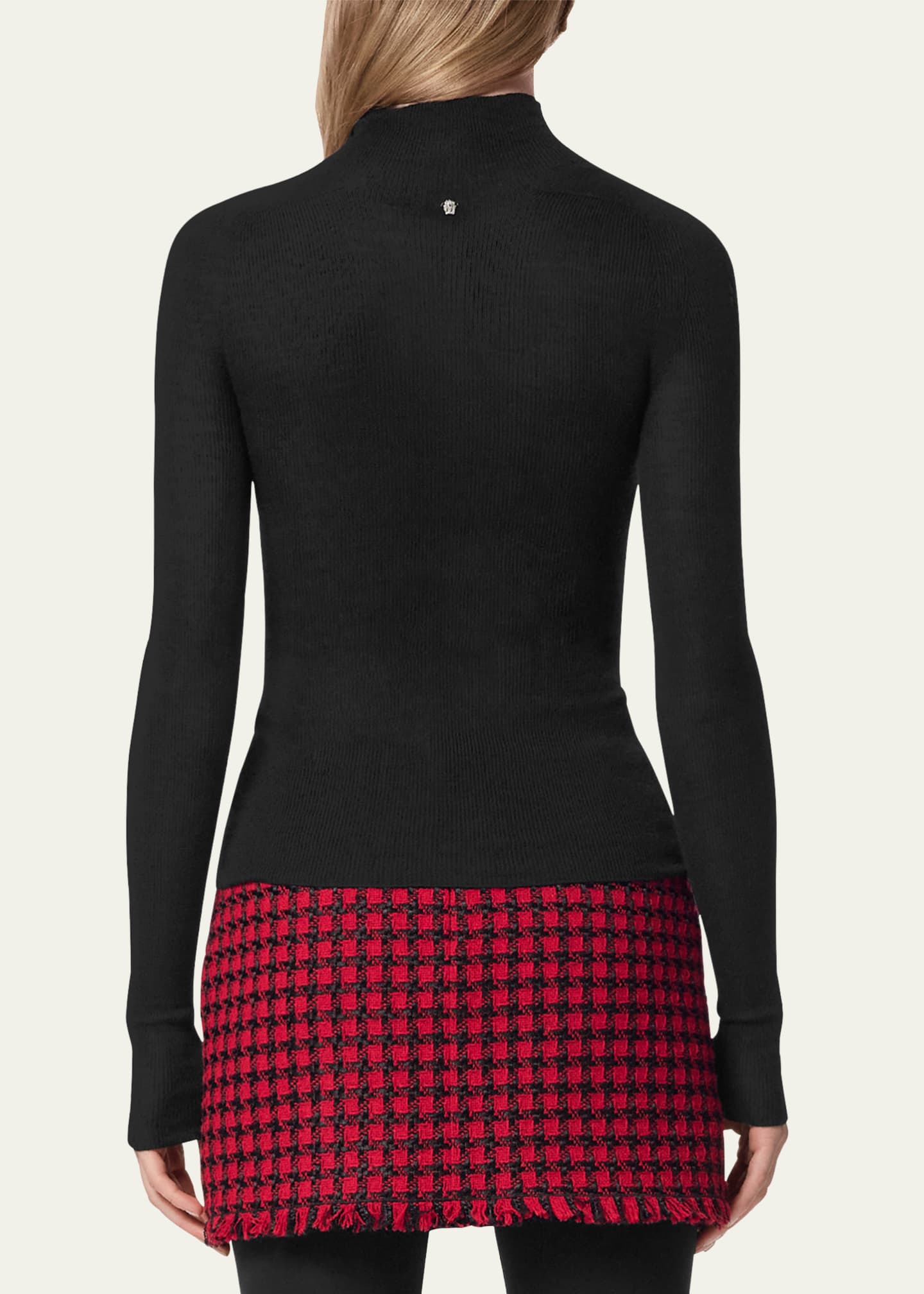 Versace Seamless Ribbed Wool Mock-Neck Sweater Image 3 of 3