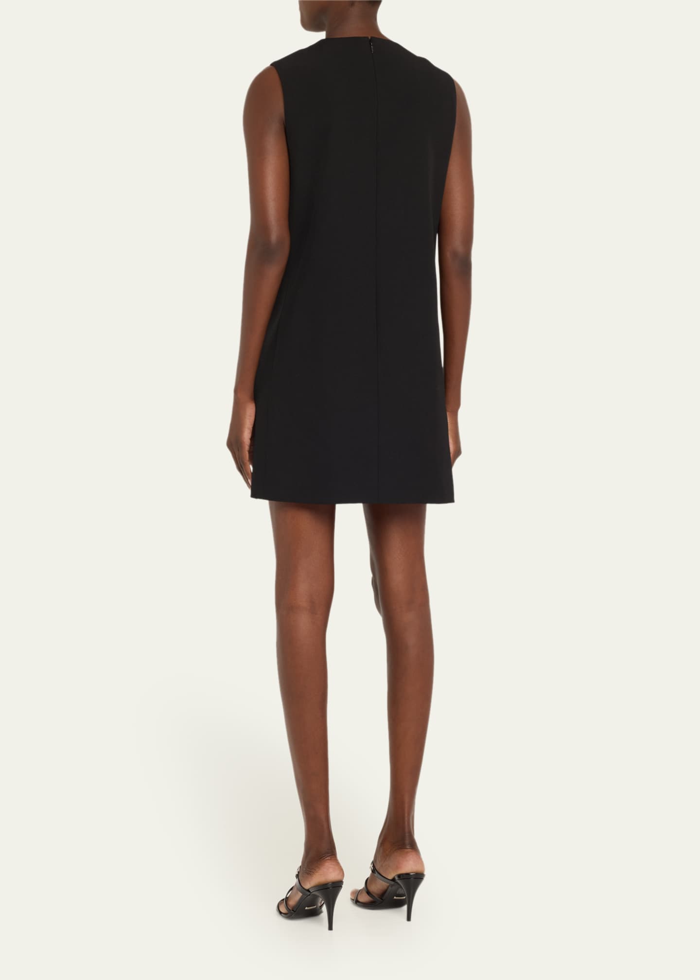 Chainmail Godet Fluid Wool Gabardine Mini Dress - Thumbnail 3