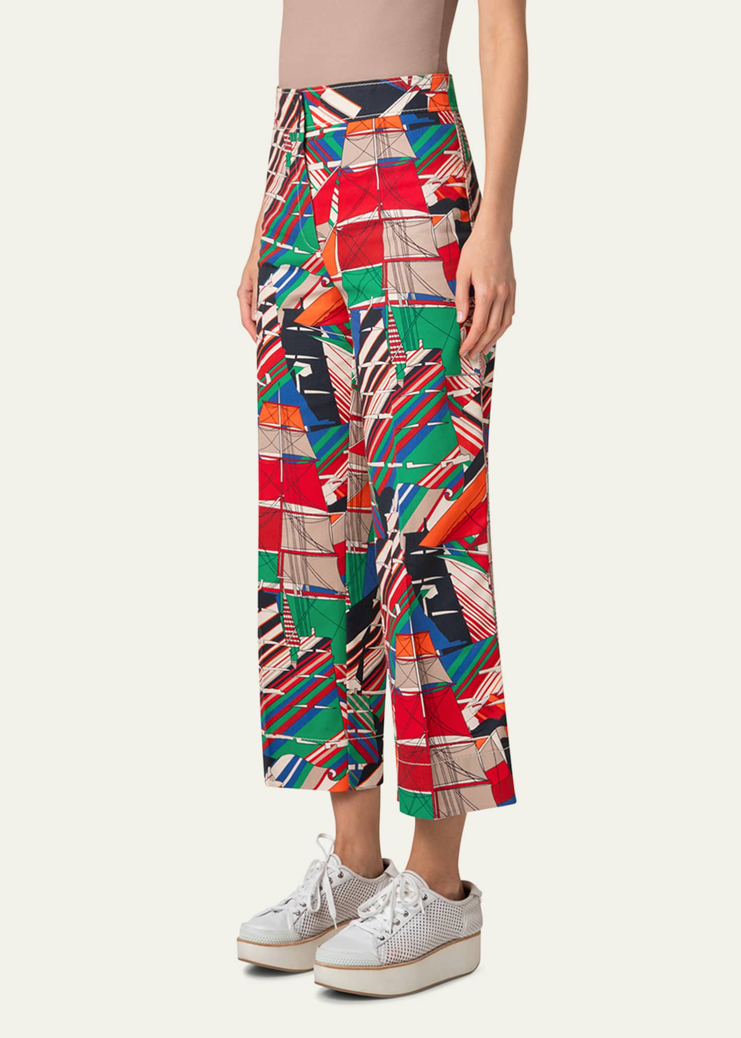 Akris punto Chieko Denim Sea Clipper Print Cropped Pants Image 4 of 5