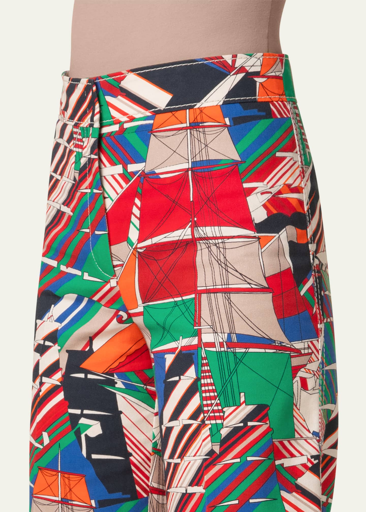 Akris punto Chieko Denim Sea Clipper Print Cropped Pants Image 5 of 5