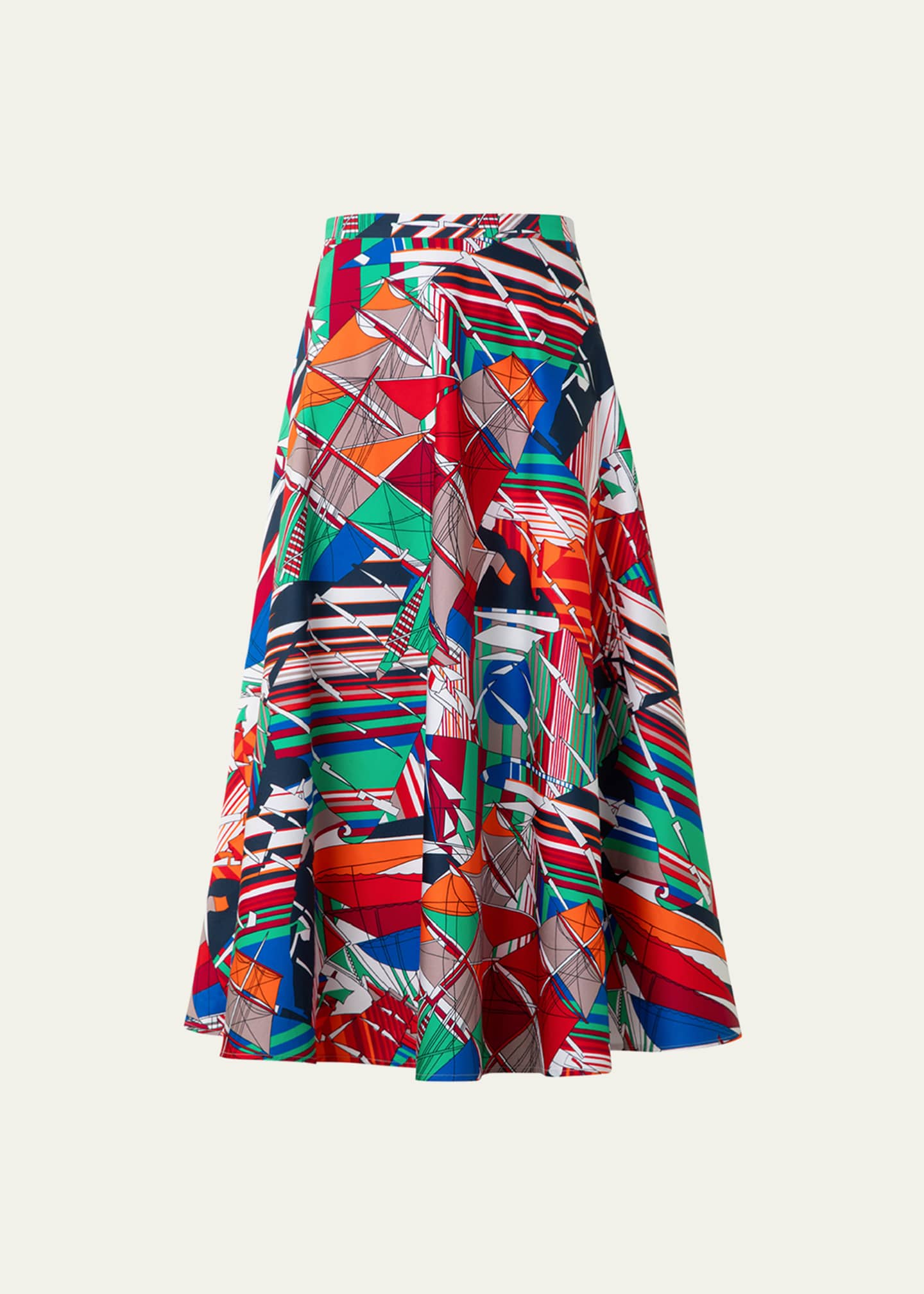 Akris punto Sea Clipper Print Flared Midi Skirt Image 1 of 5