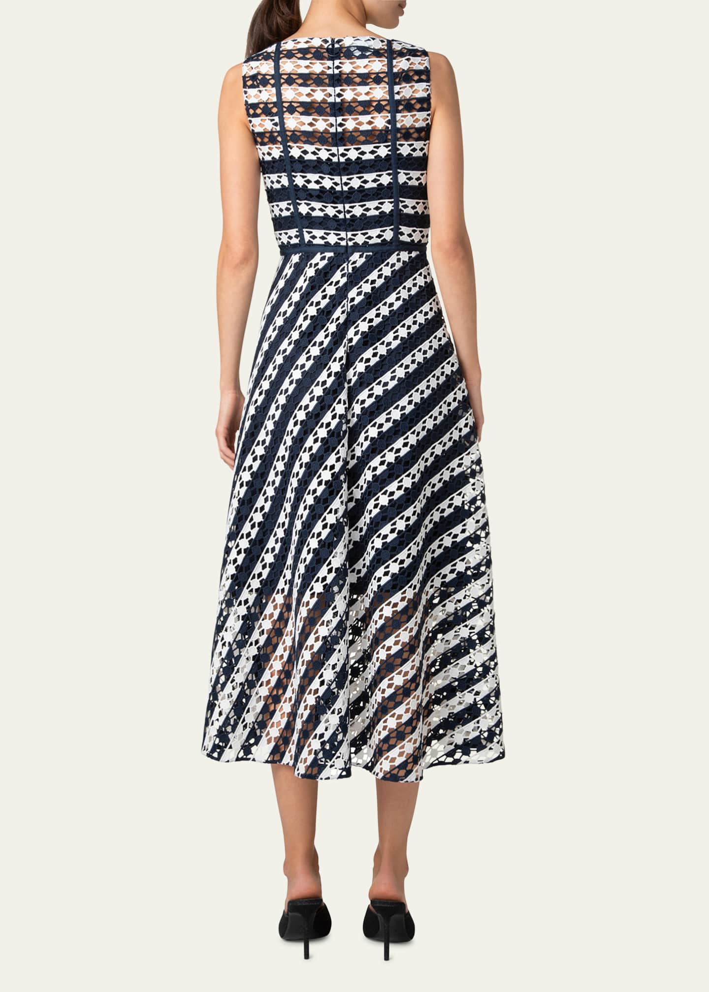 Akris punto Dot Cut-Out Guipure Fit-Flare Midi Dress Image 3 of 5