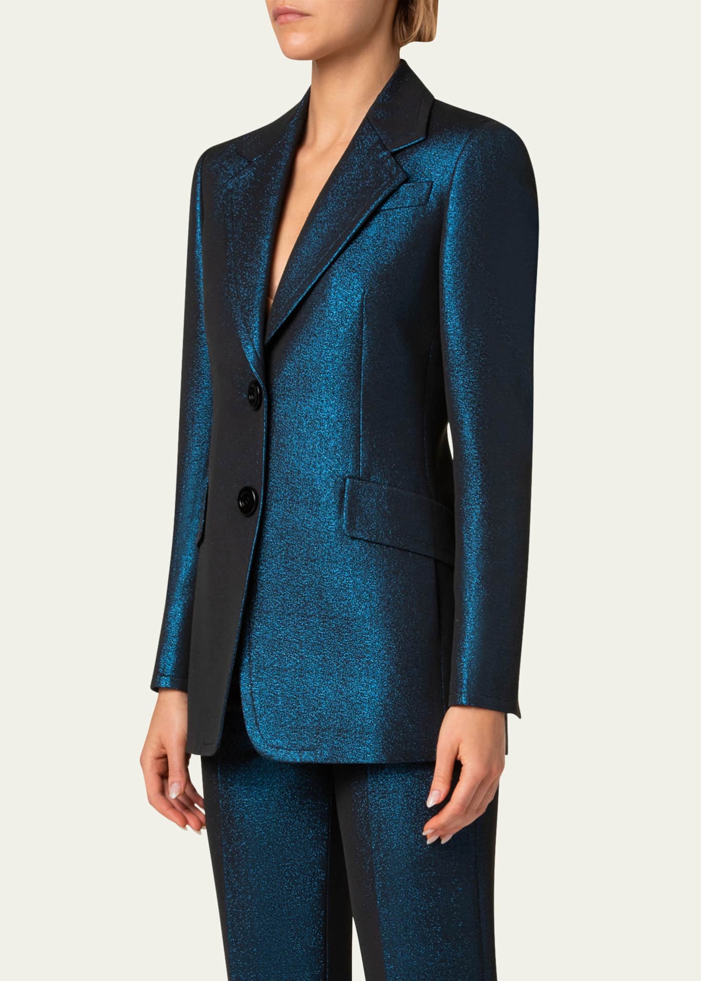 Akris punto Metallic Night Sky Boyfriend Blazer Image 4 of 5