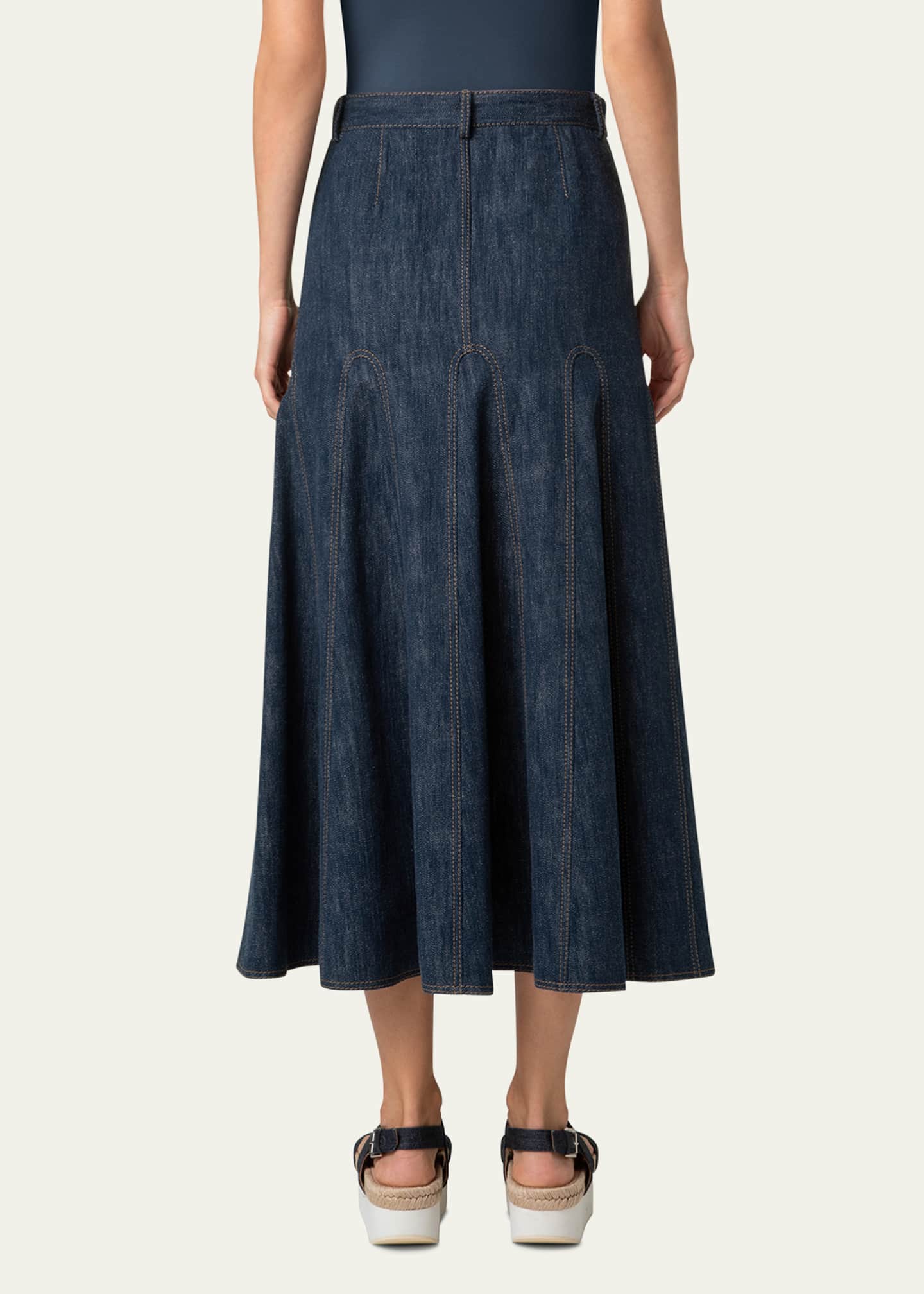 Akris punto Cotton Wool Denim Midi Skirt Image 3 of 4