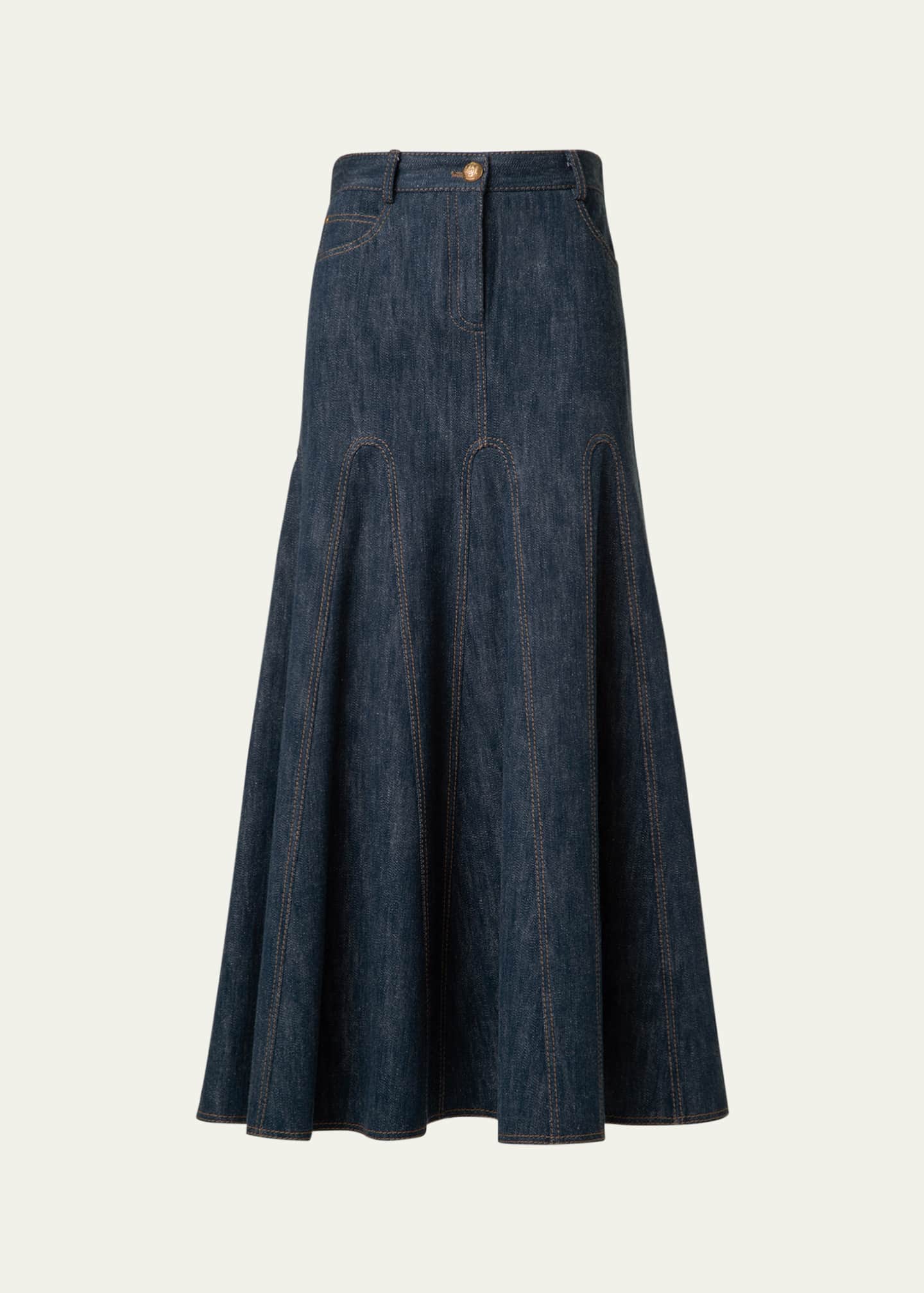 Akris punto Cotton Wool Denim Midi Skirt Image 1 of 4