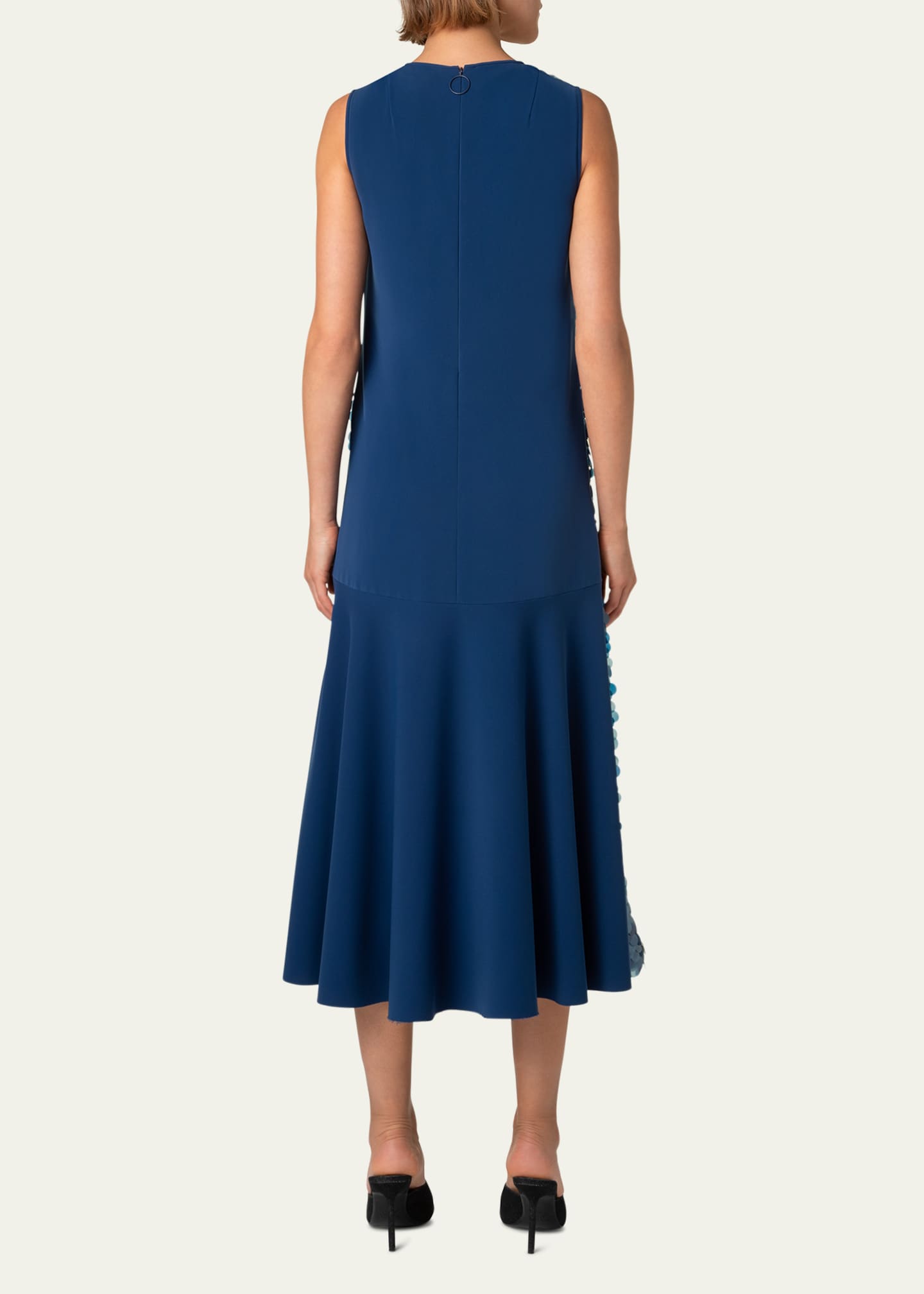 Akris punto Mix-Media Dot Sequined Flounce Midi Dress Image 3 of 5