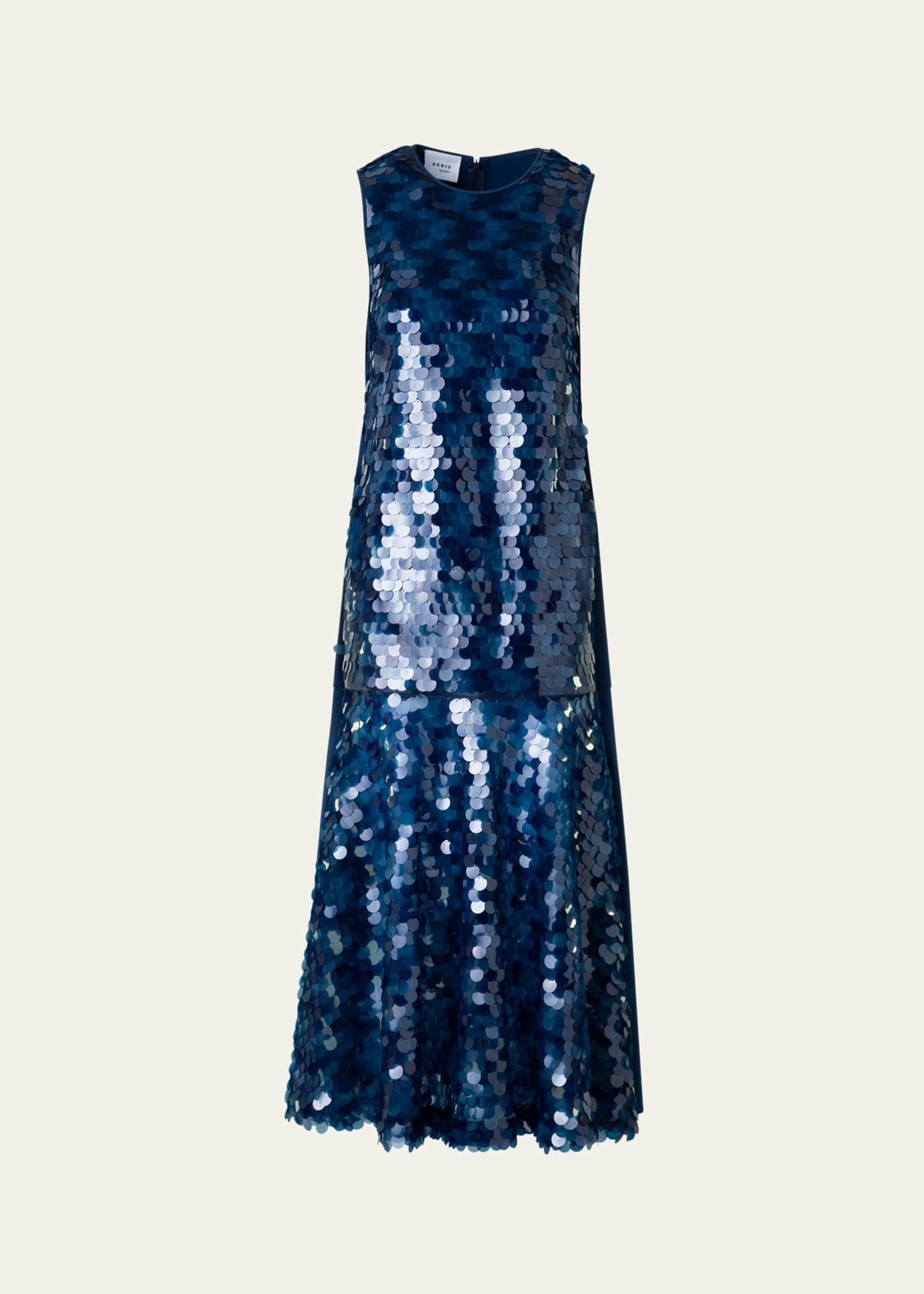 Akris punto Mix-Media Dot Sequined Flounce Midi Dress Image 1 of 5