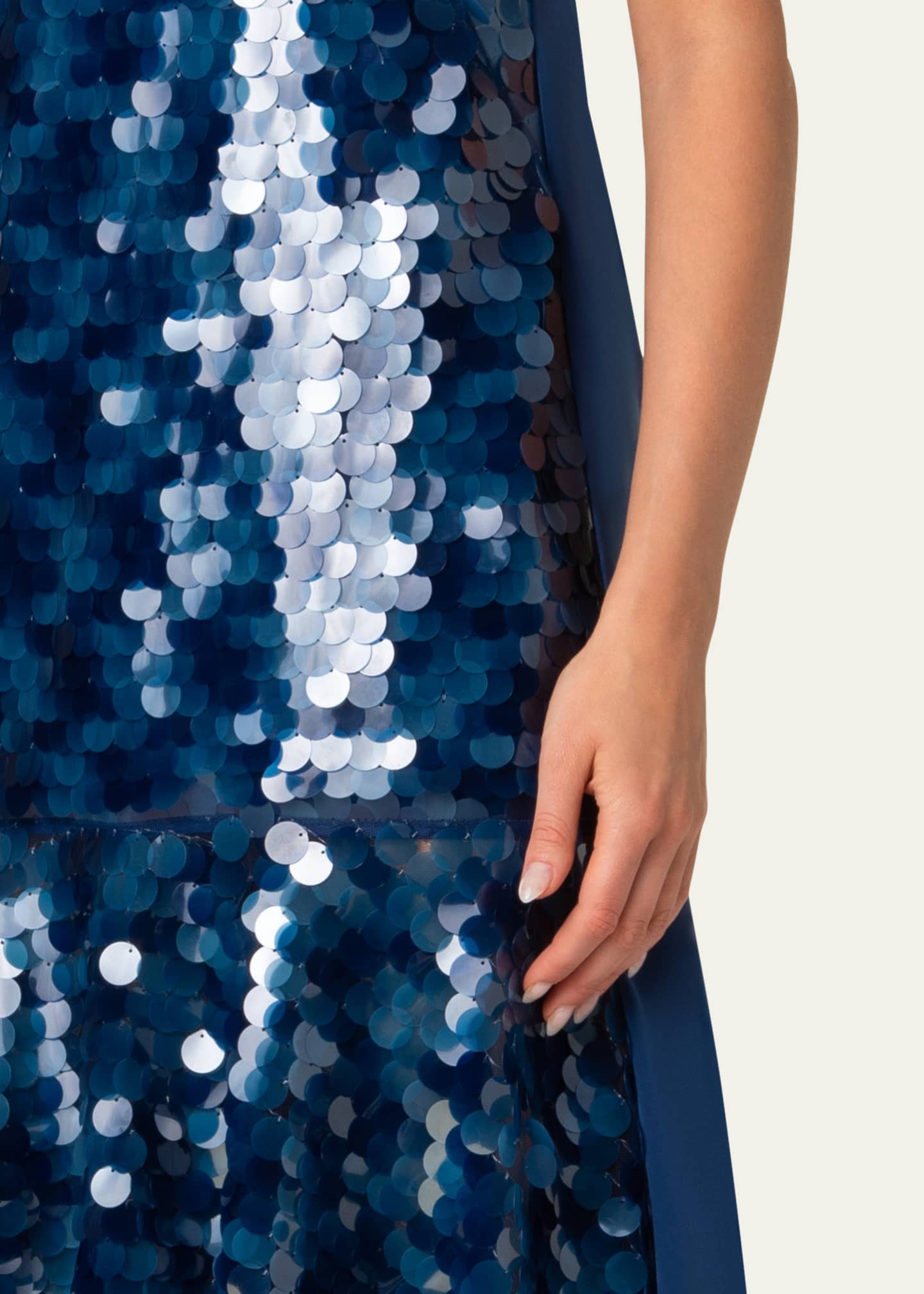 Akris punto Mix-Media Dot Sequined Flounce Midi Dress Image 5 of 5