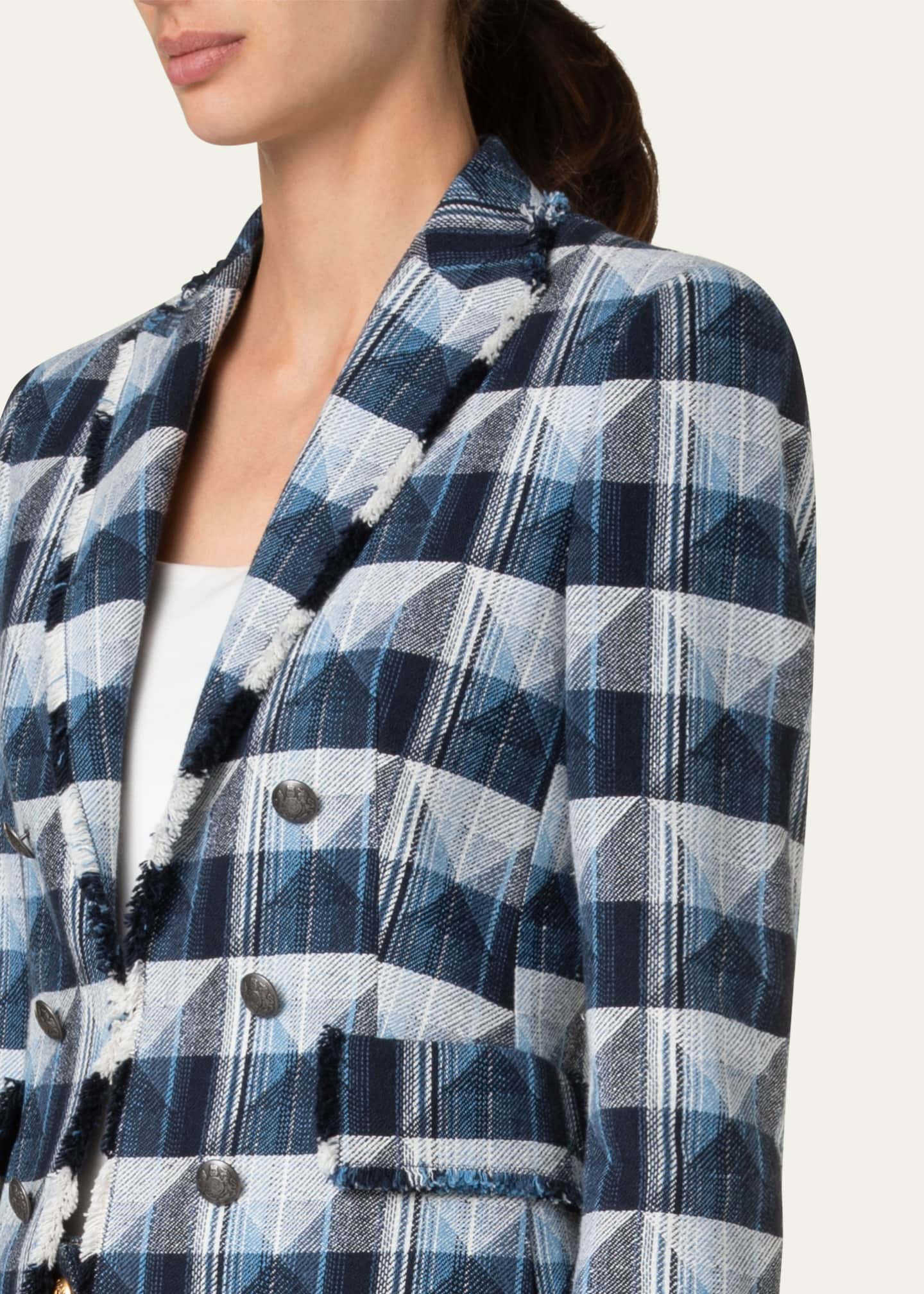 Akris punto Rhombus Jacquard Denim Blazer with Double Breast Illusion Image 5 of 5